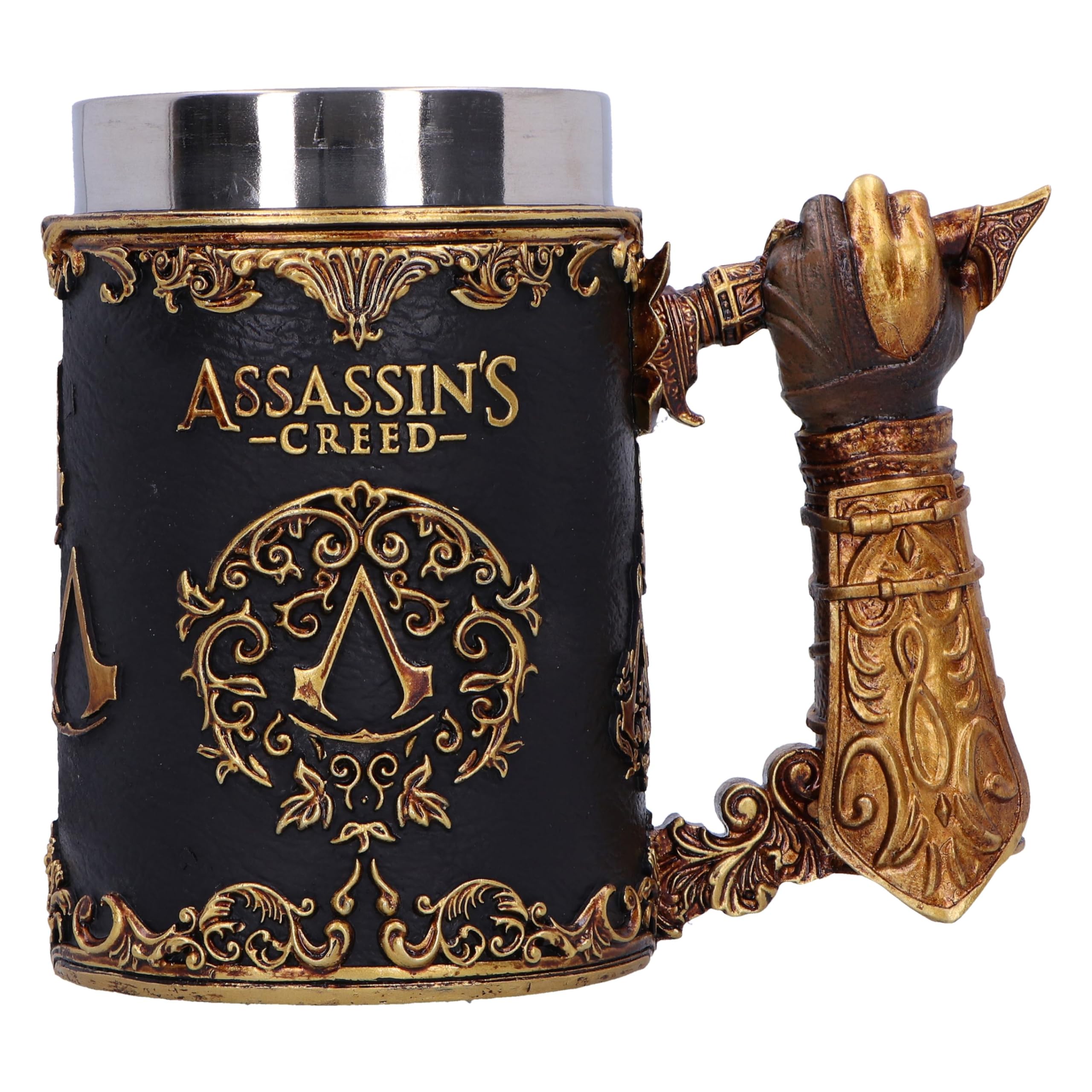 Nemesis Now Assassin's Creed Through the Ages Tankard 15.5cm, Resin, Black/Gold, Official Assassin's Creed Merchandise, Assassin’s Creed Beer Mug, Cast in the Finest Resin, Expertly Hand-Painted