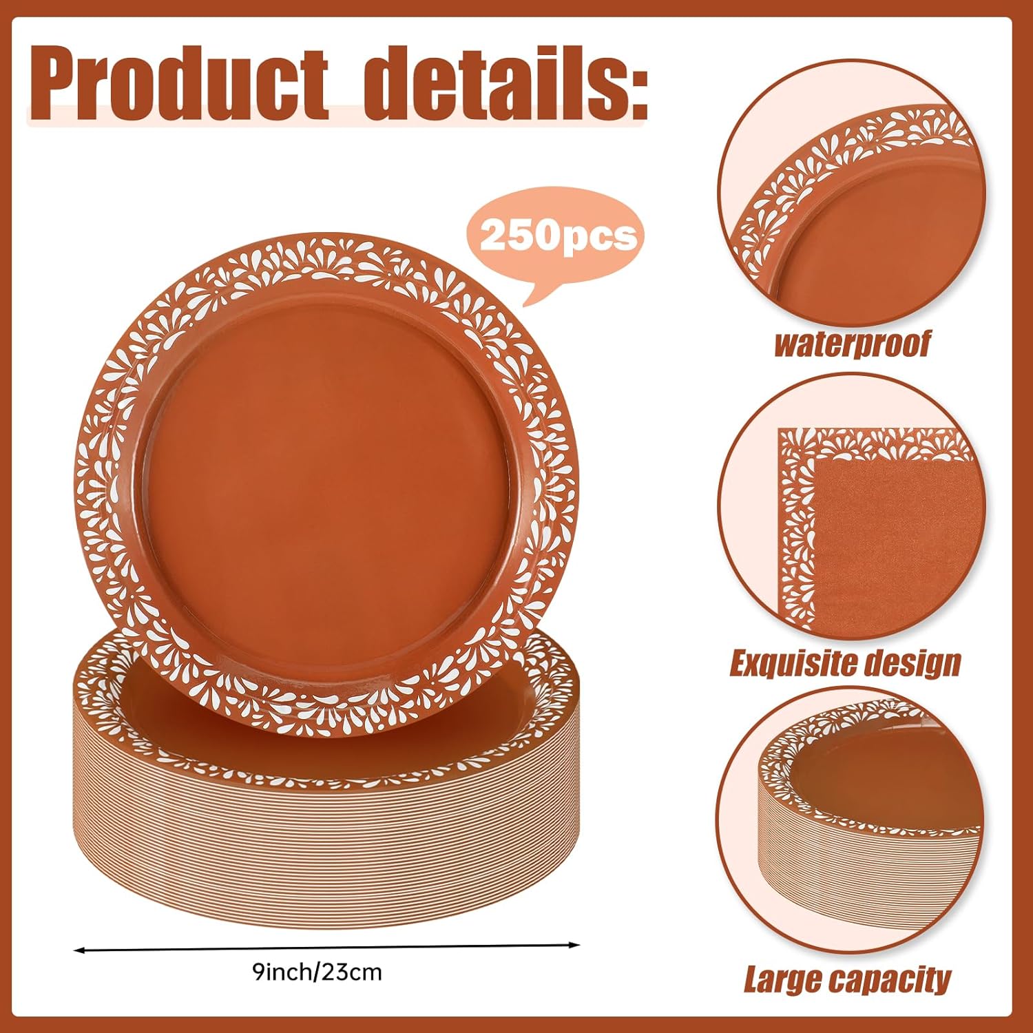 Meanplan 250 Pcs Platos De Barro Mexicanos Fiesta Paper Plates Napkins Forks Tableware Set for 50 Guests Cielito Lindo Party Decoration Mexican Terracotta Clay Pottery Themed for Birthday Wedding
