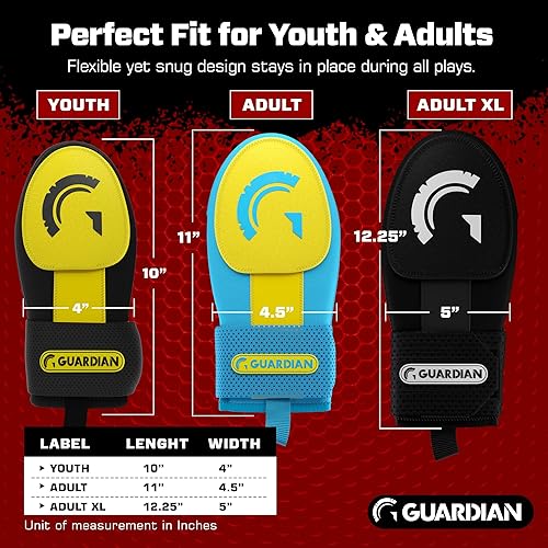 Miniatura 4 de Guardian Baseball Mitón deslizante - Tallas para jóvenes y adultos - Guante deslizante para béisbol - Correa de compresión elástica
