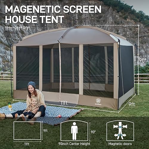 Miniatura 2 de EVER ADVANCED Pantalla magnética para habitación de 11 x 9 pies, entrada manos libres, cámara de pantalla con protección solar para campamento y