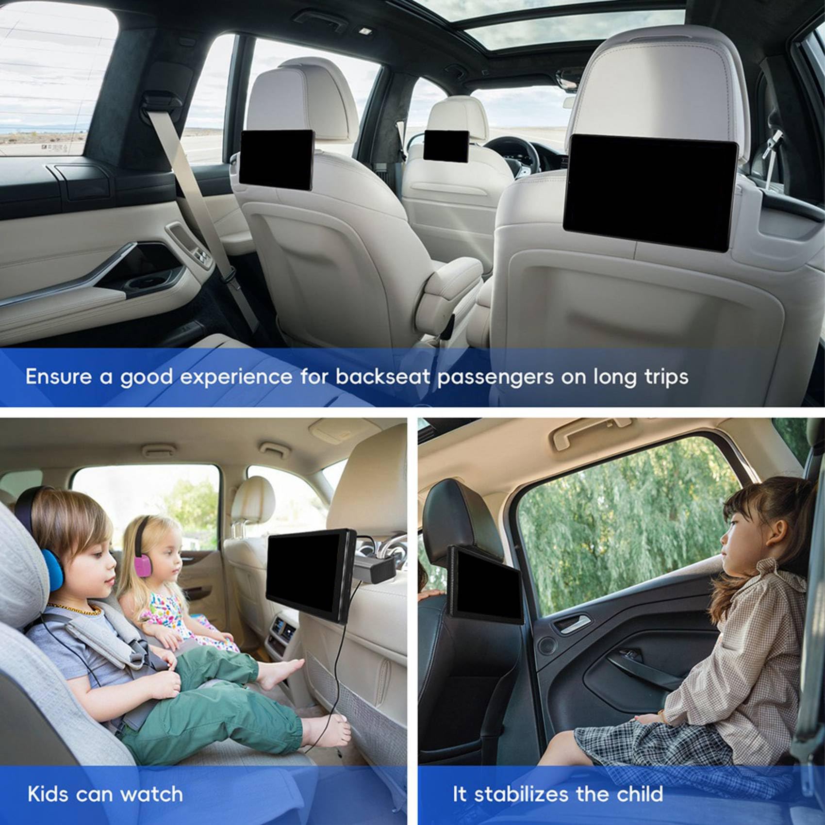 2X Moniteur D'Appuie-Tête de Voiture Multifonction de 9 Pouces pour Siège, Lecteur Vidéo à Écran Tactile IPS avec Carplay Android Auto
