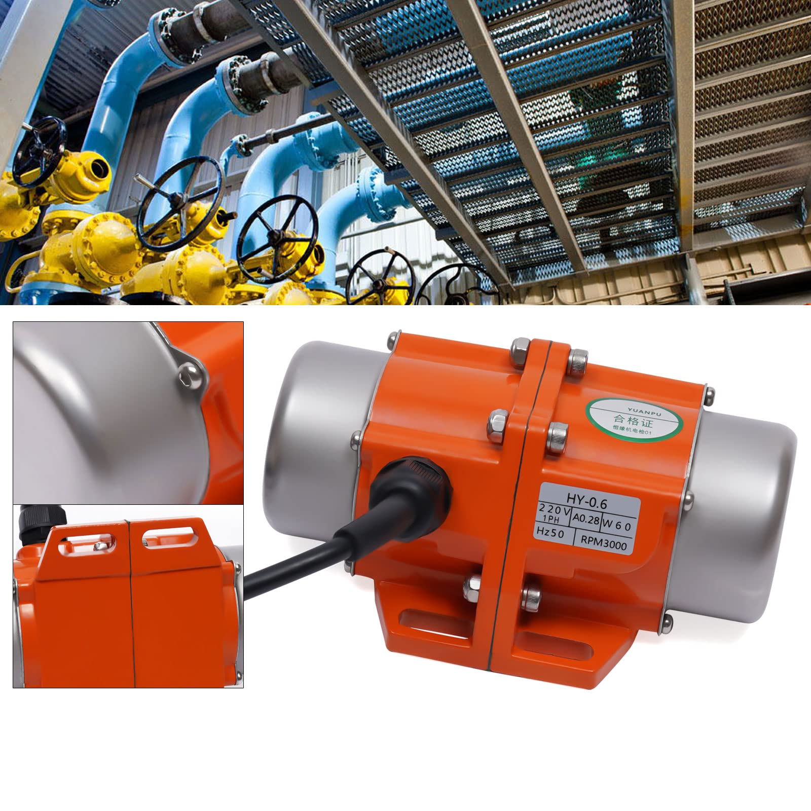 AC Vibration Motor,Moteur Vibrateur à Béton 60W Vibrating Asynchronous Vibrator 220V 3000Rpm,Moteur vibrant en alliage d'aluminium Mines Métallurgie Charbon