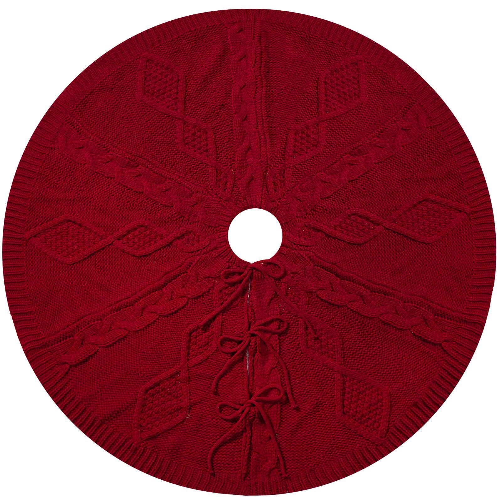 Jupe de sapin de Noël 91,4 cm 122 cm Tapis de sapin de Noël tricoté pour décorations de fête de vacances