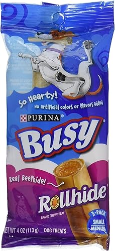 Purina Busy rollhide Carne de Vacuno, pequeñomediano de 4onza, 3ct (Pack de 1)