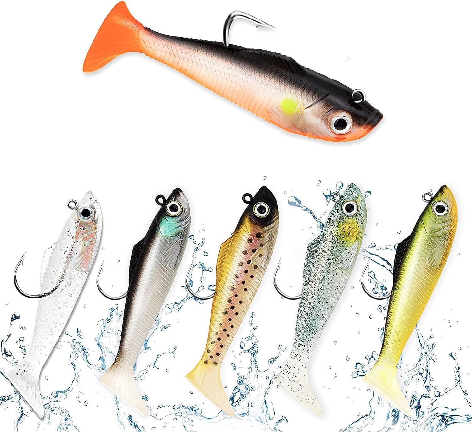 Craftend Soft Fishing Lures,Soft Swimbaits Lifelike Fishing Lure Fishing Bait for Saltwater and Freshwater Bass Perch Trout Walleye Fishing Leaded Jigs Lures Kits of 6 : Sports & Outdoors