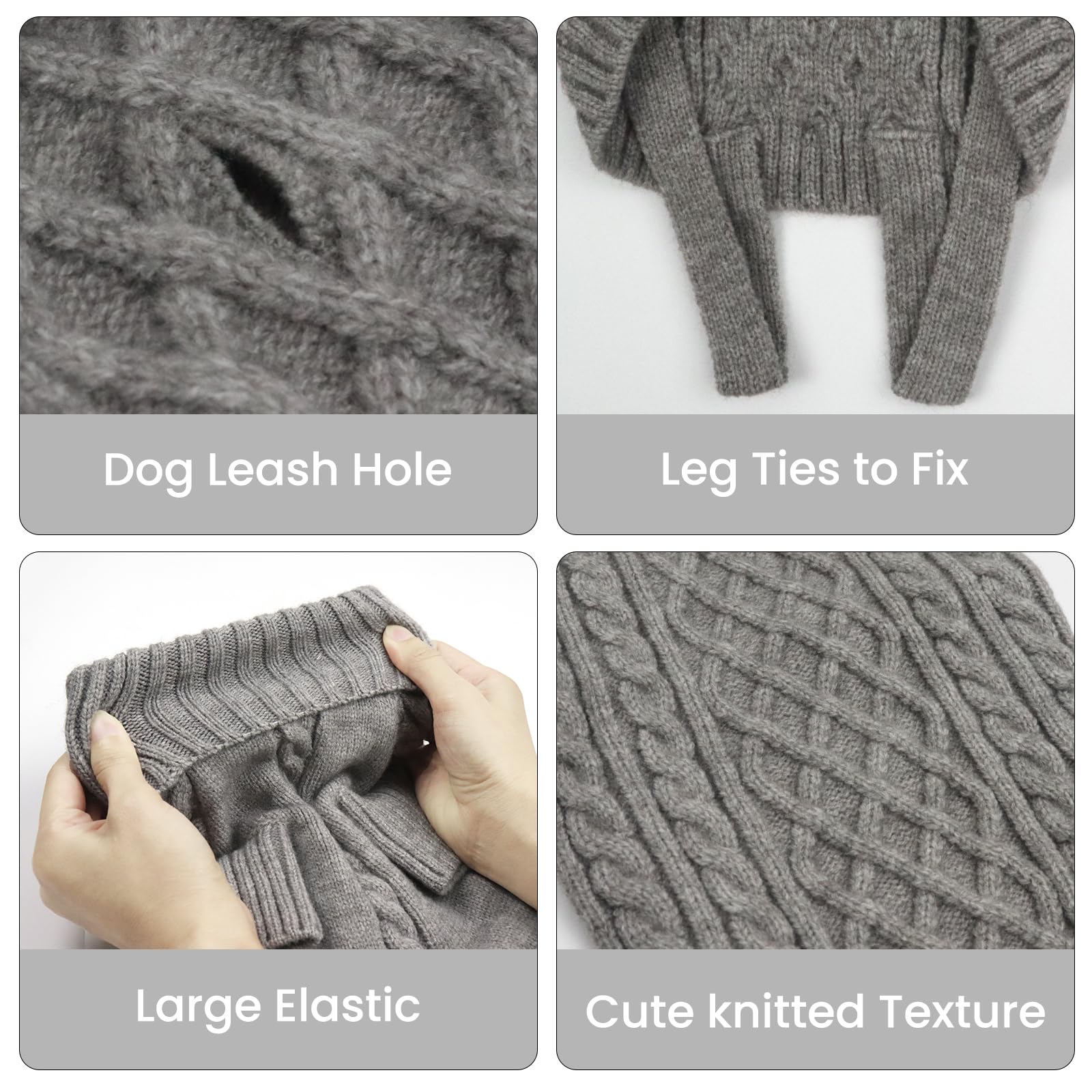 LiebeDD Maglioncino Cane Taglia Media - Classico Maglione Cane Caldo Lavoro a Maglia Cane con Foro per Guinzaglio, Maglioncino per Cani Bassotto Jack Russel (Grigio Natale M)