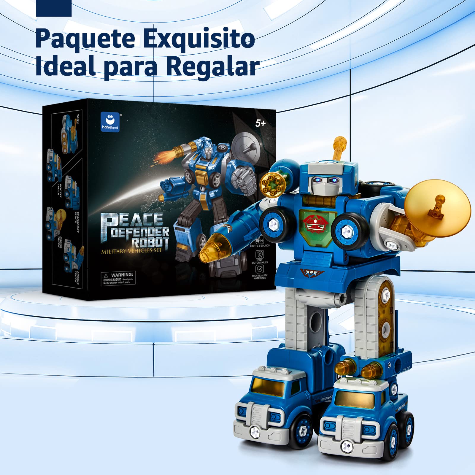 hahaland Robot Transformado Juguetes Niños 4 5 Años, 5 en 1 Coches Juguetes de Montaje Coches para Niños 4 5 6 7 8 Años Regalos Originales
