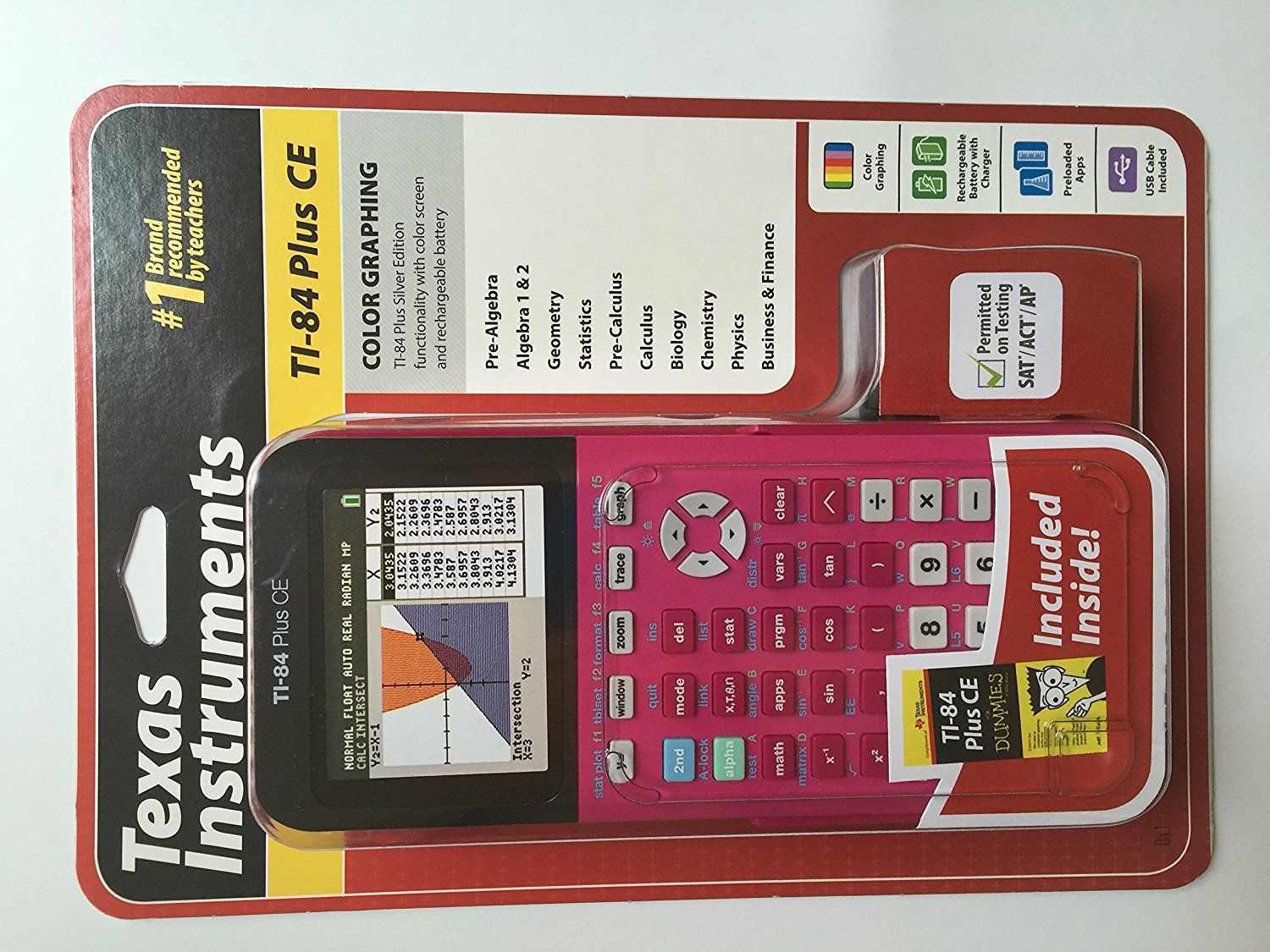 Amazon.com : TEXAS INSTRUMENTS TI-84 Plus CE Dummies Included Pink : Office  Products