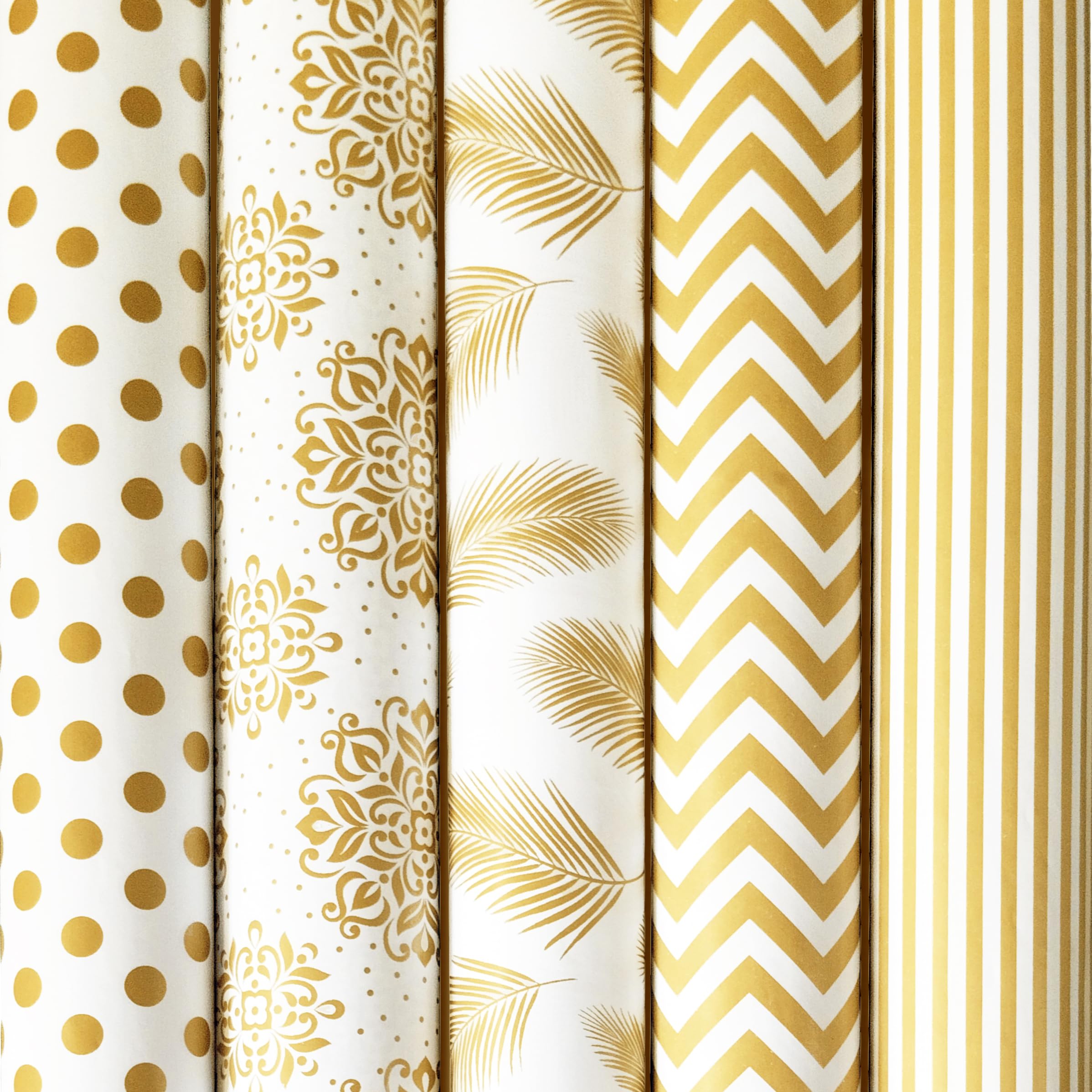 Propsicle Wrapping Paper Roll 5 Pcs Return Gift Wrapping Paper sheet Wrapping Roll Material for Packing Birthday, Anniversary Mix Golden 28 x 19 In