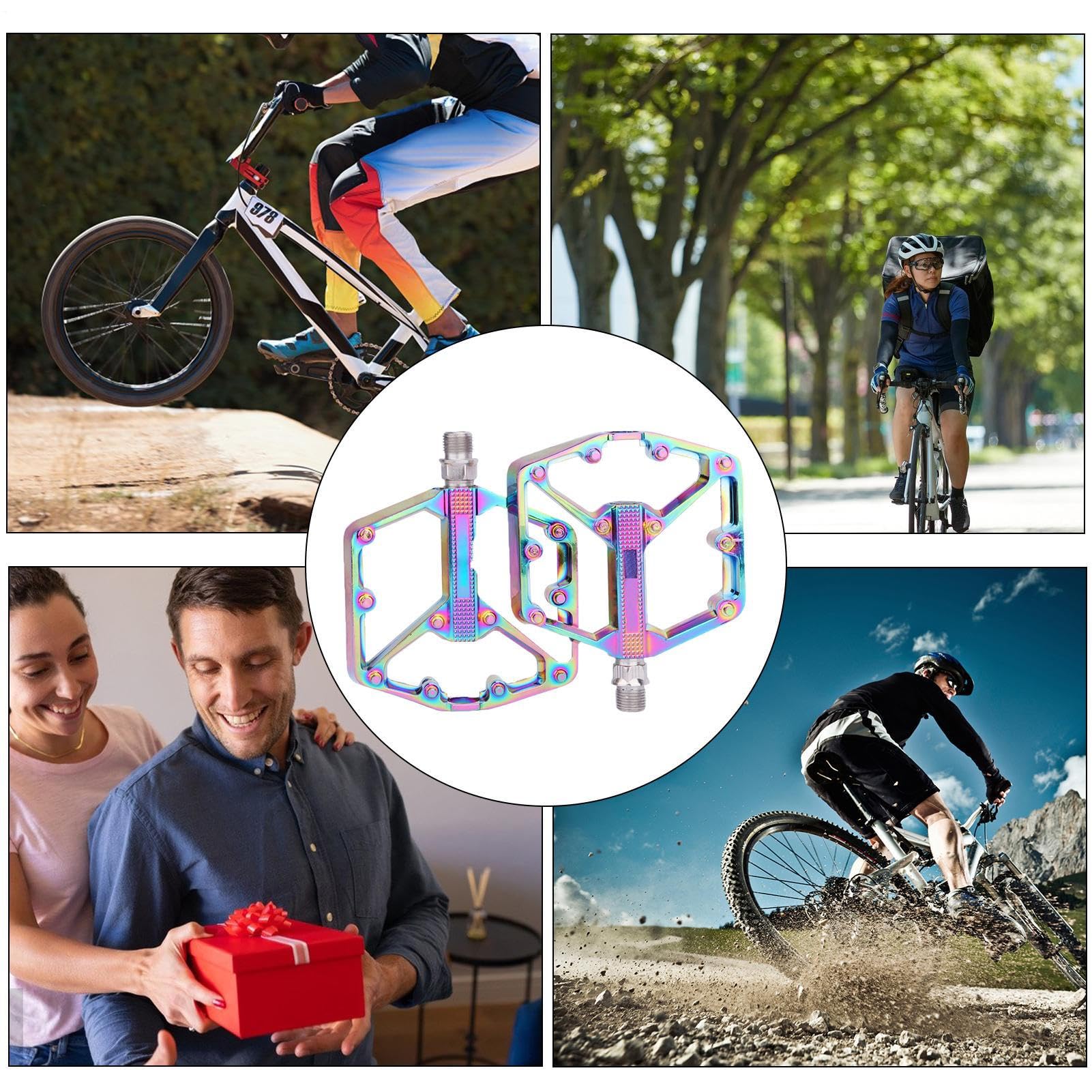 Pedales para ciclismo, rodamientos deslizantes de aluminio | Pedales de bicicleta con pasadores antideslizantes | Para ciclismo, exterior, viajes, senderismo, entrenamiento, entrenamiento de bicicleta