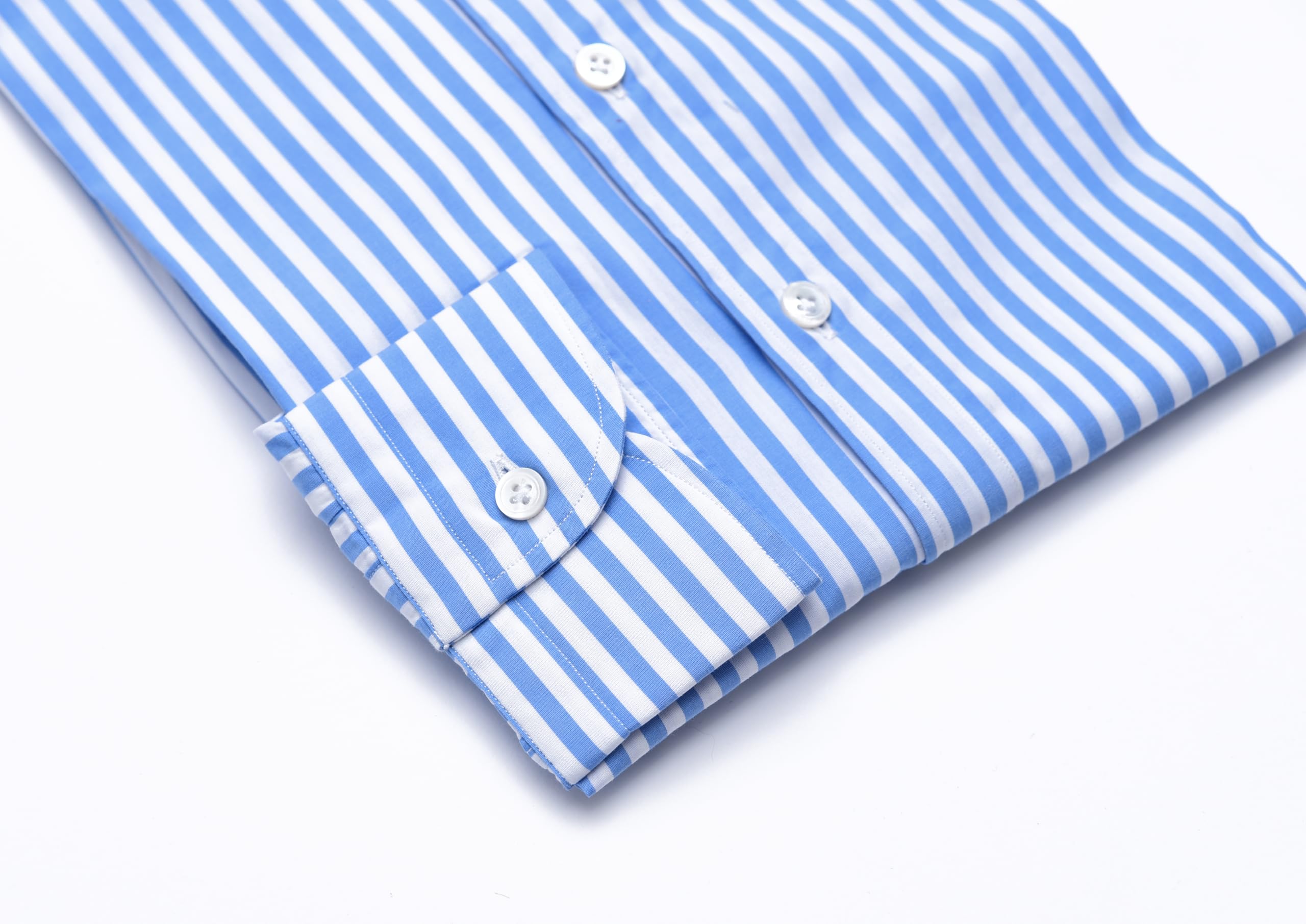 Camicia Uomo Righe, Collo Francese in Cotone Popeline, Rigata Custom Fit, Camicie Uomo in Cotone di qualità Superiore, Artigianale - Sartoria Napoletana