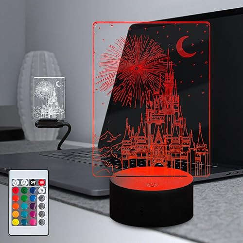 Masshomi Castle Illusion 16 Cambio di Colore Touch Telecomando LED Luce Notturna Colorato USB Carica Portatile Per Soggiorno Nursery Lampada Ragazze Principessa