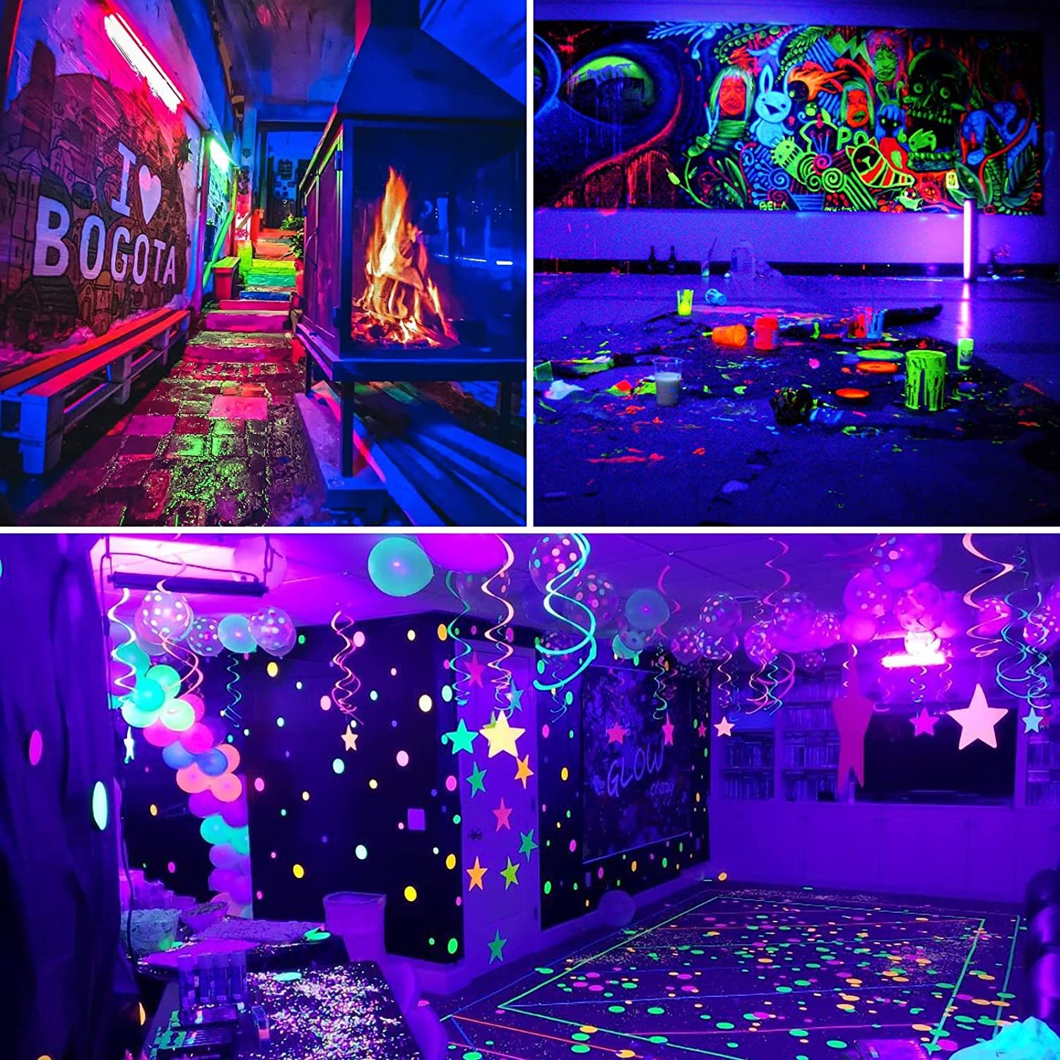 UV Schwarzlicht, 2 Stück 30W LED Schwarzlichtlampe Strahler mit Schalter,IP66 Wasserdicht UV Licht mit EU-Stecker für Glow Party, Bühnenkoration, Neon Party,Black Light Party,Disco,Halloween