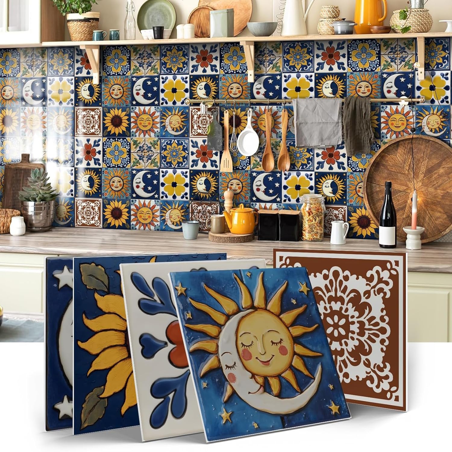 24Pcs Peel and Stick Wall Decals 5.9 x 5.9 inch Tile Stickers for Kitchen Backsplash Bathroom Removable Home Decor