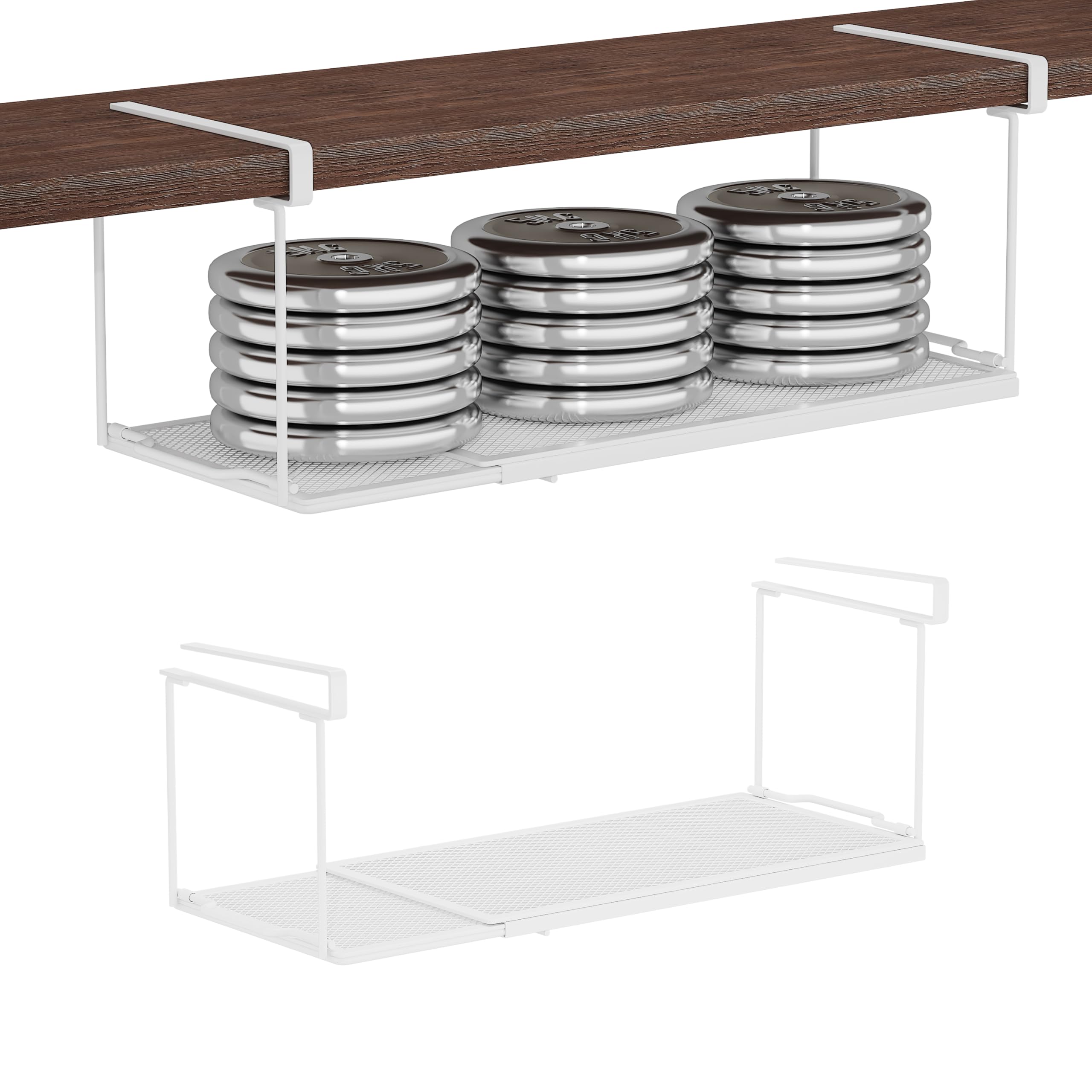 ROLIZOE Expandable Under Shelf Storage, Under Shelfs Basket, Metal Hanging Storage Basket, Under Desk Shelf for Kitchen, Cabinet, Shoe Bench, Dish Organizer