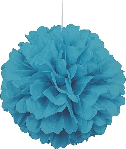 Pompón de papel de seda color negro, de 16 pulgadas., 16", Verde azulado