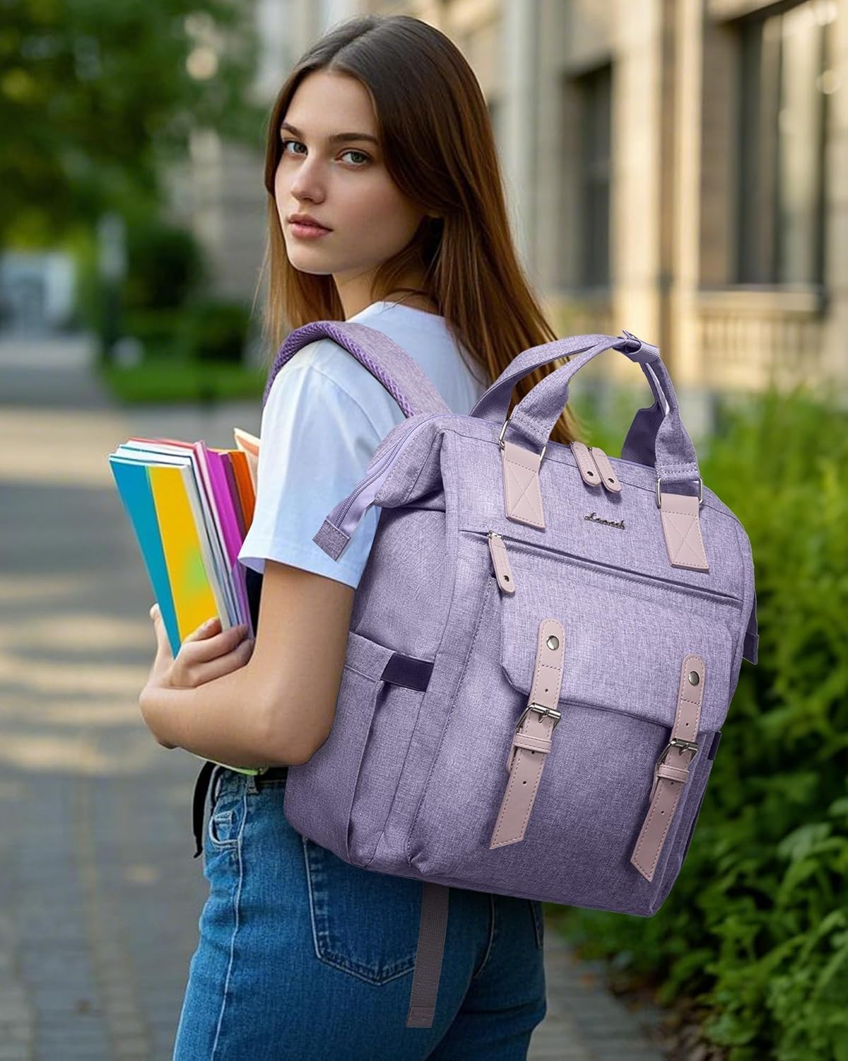 LOVEVOOK Laptop Backpack for Women, 17.3 Inch Teacher Nurse Bag Work Travel Computer Backpacks Purse, College Bookbag for School, Water Resistant Daypack - Image 7