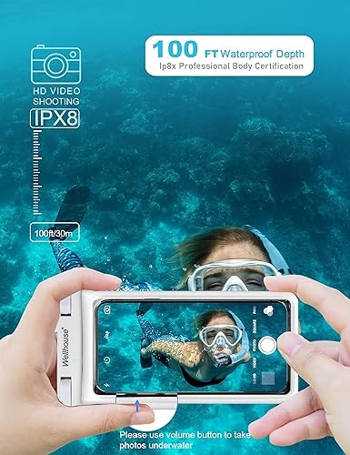 Miniatura 124 de wellhouse Funda impermeable para teléfono, funda impermeable para iPhone 16 15 14 13 12 Pro Max XS Samsung, IPX8 3D bolsa seca para teléfono celular