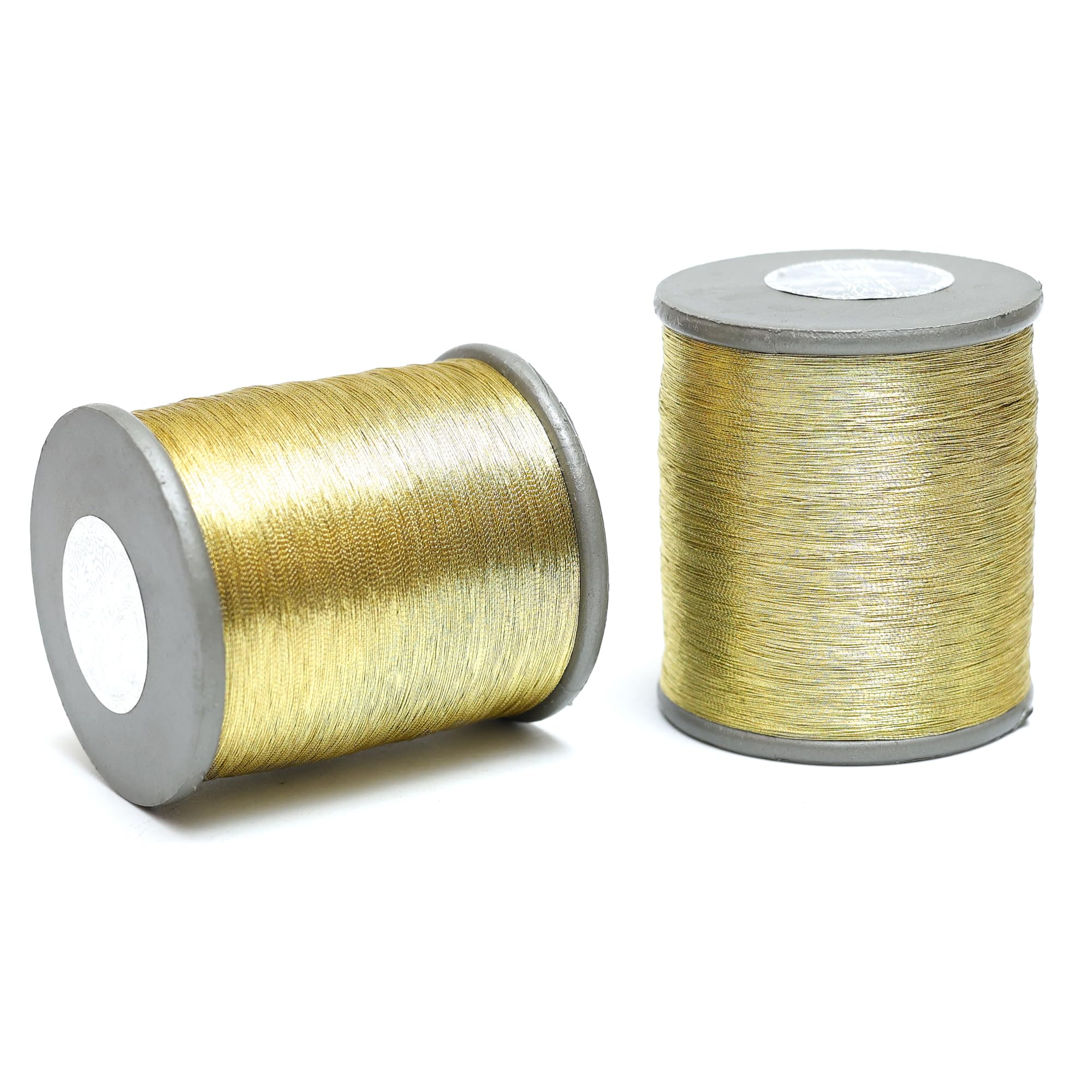 Embroiderymaterial Metallic Zari Thread for Embroidery, sewing and jewelry making, Gold Color, 0.1MM(Pack of 2 Roll),95gram