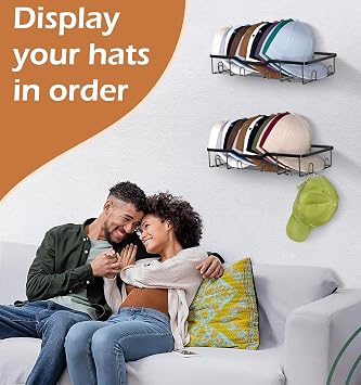 KEETDY 3-Tier Long Shoe Rack for and Wall Hat Organizer 2 Packs