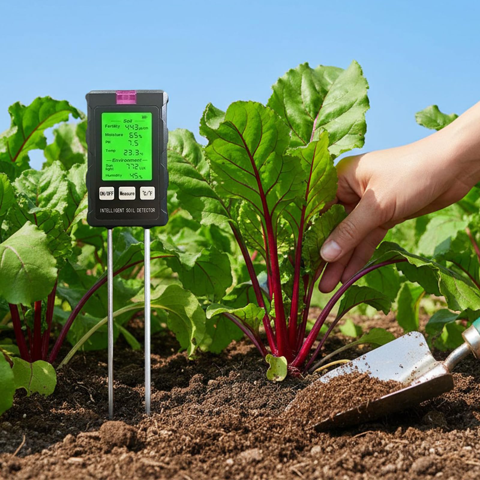 Testeur de sol 6 en 1 PH humidité température 90 degrés rotatif ABS