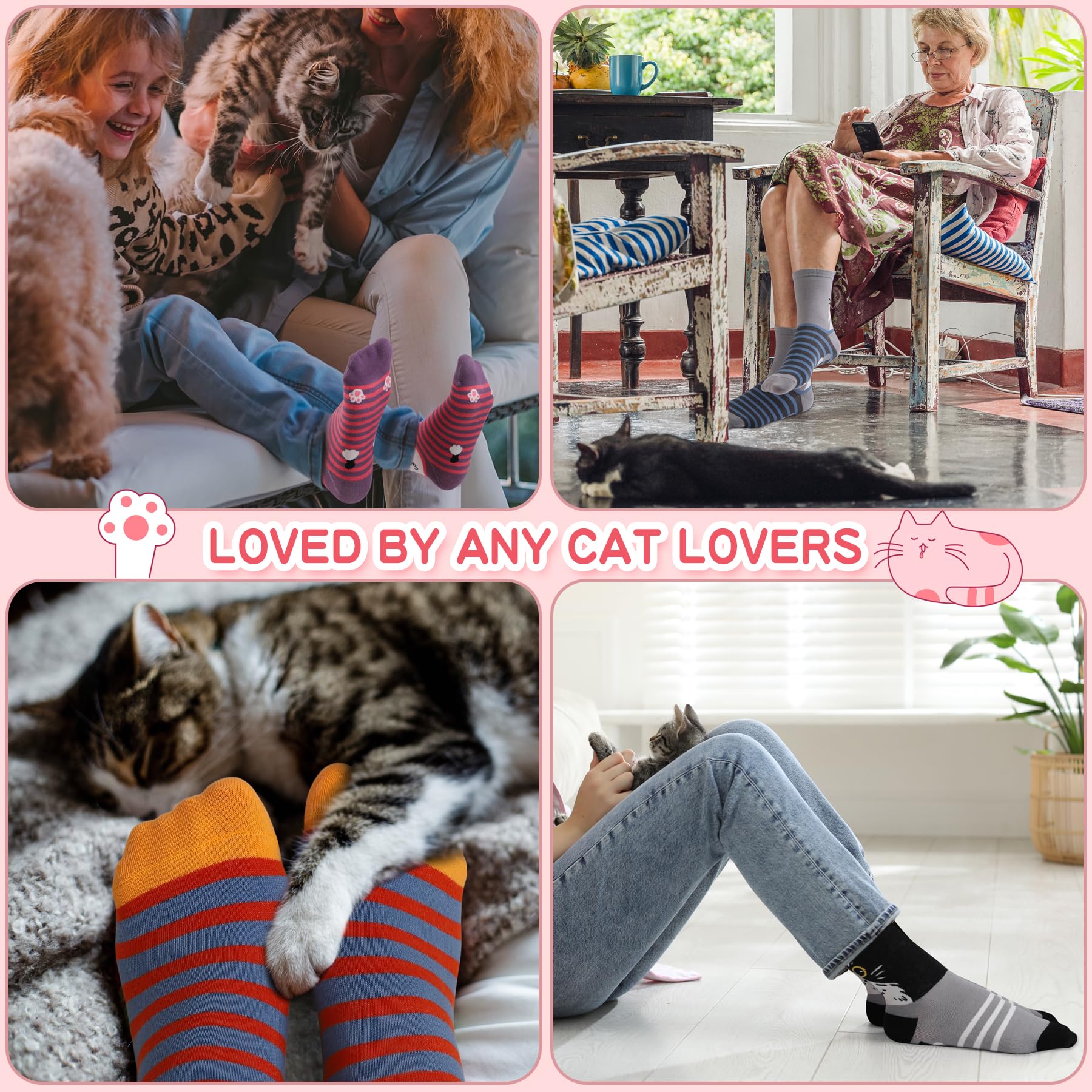Kyralyn Birthday Gifts for Women Her Cat Socks, Cute Gifts Socks for Cat Lover Mum Teenage Girls Ladies Girlfriend Sister Nana, Unusal Surprise Friendship Besties Retirement Anniversary Present Idea — view 5