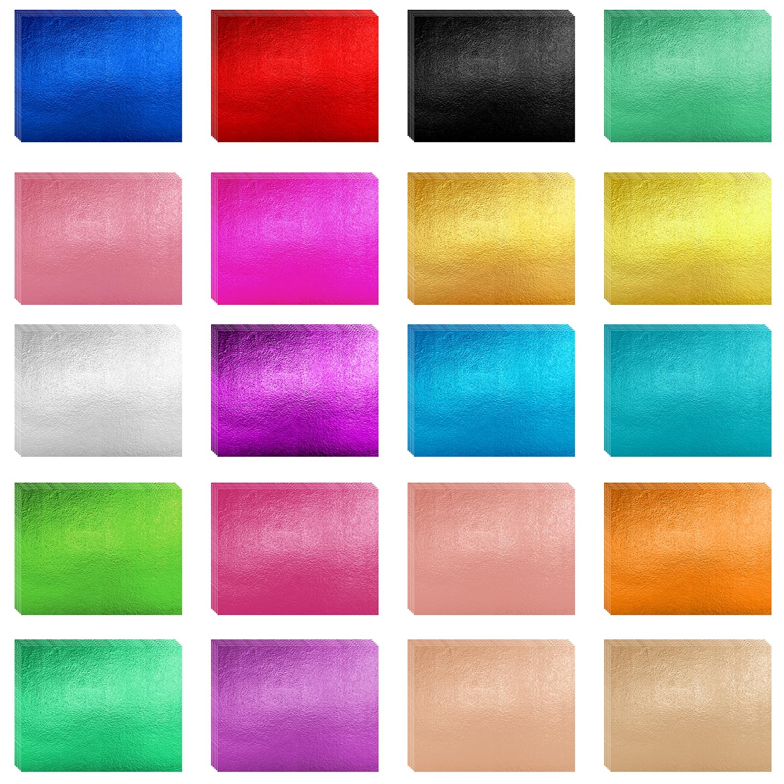 100 PCS Colorful Gold Foil Sheets, 20 Colors Gold Leaf Sheets for Crafts, Multicolor Shiny Foil Sheet for DIY Art Decoration, Furniture, Nails, Paintings
