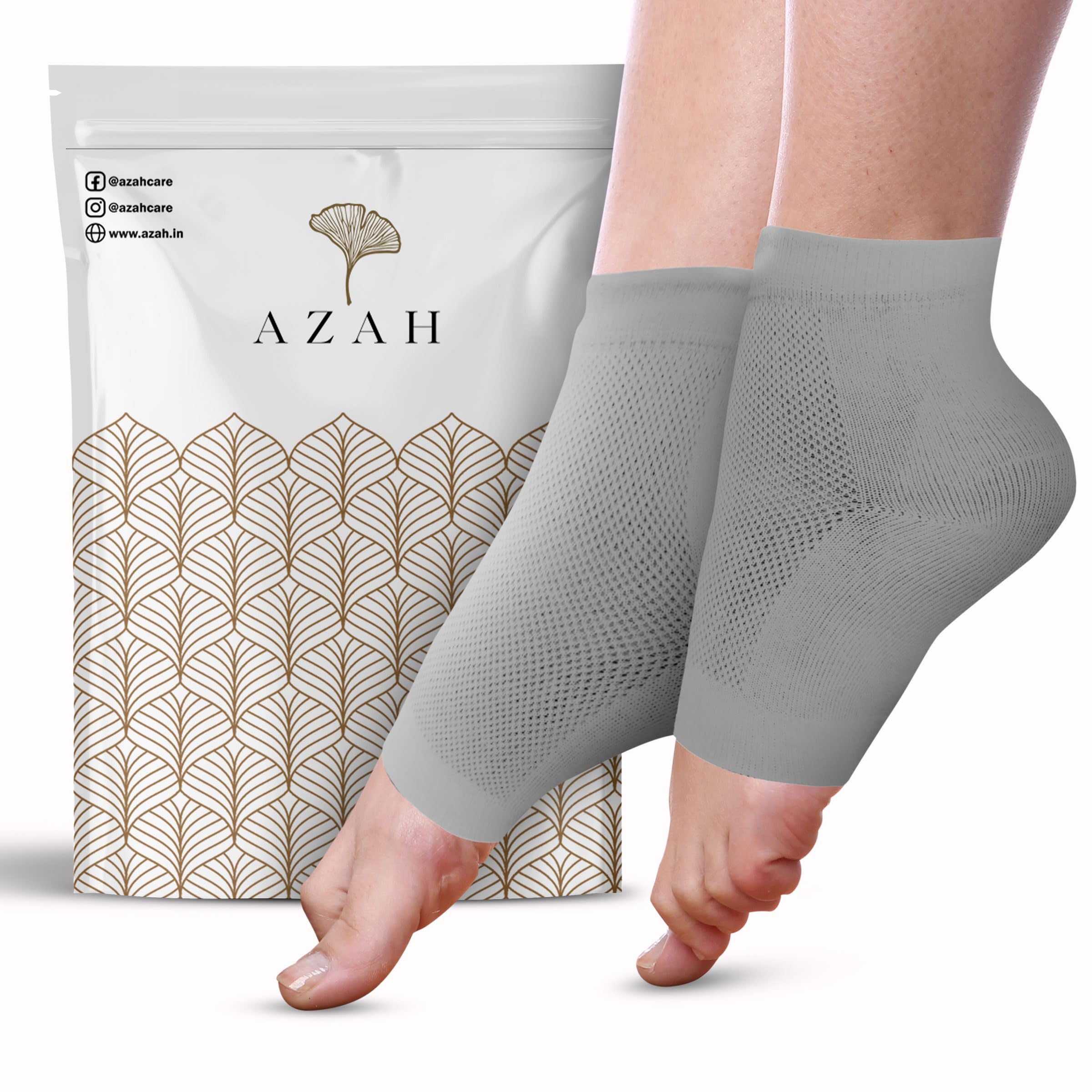 Azah Moisturising Gel Socks for Women & Men | Silicone Cushions for Support & Heel Repair | For Smooth, Soft, Crack-Free Heels | Spa-like Massage & Pain Relief | Grey (B09VPX4QBL) Amazon Price History, Amazon Price Tracker