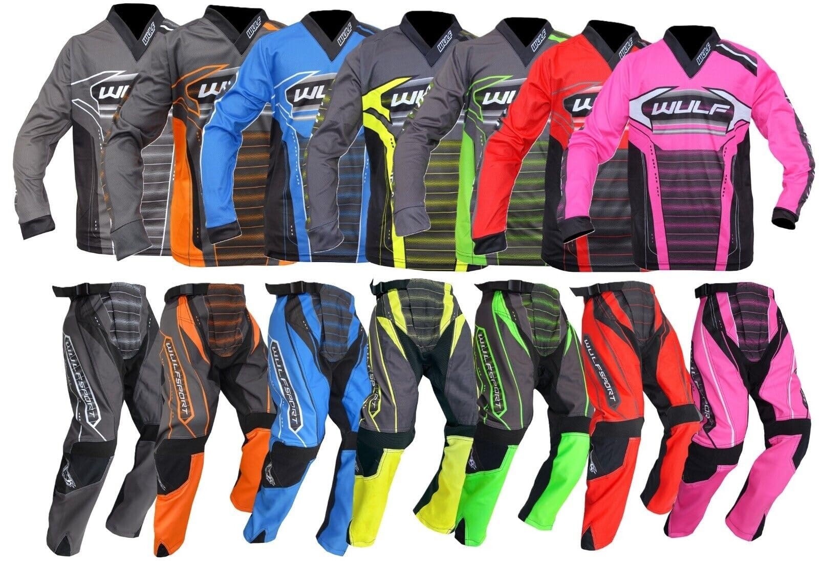Motorbike WULF MX Kids Race Suit New 2024 Motocross Quad Off Road Trials Enduro Kart ATV MTB Dirt Bike Pit Sport Junior Pant Shirt Kit