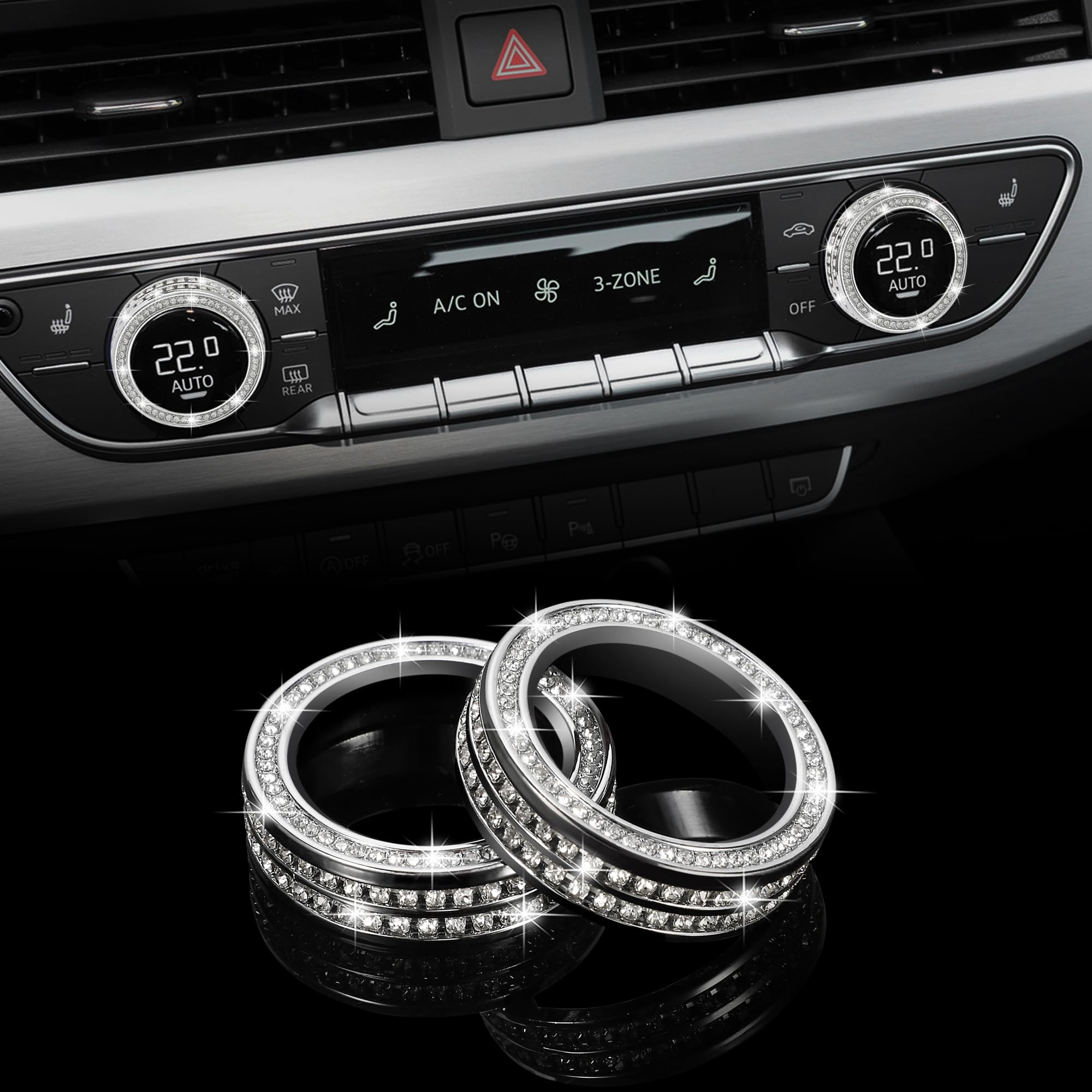 TOMALL Bling AC Air Conditioner Button Cover Compatible with Audi A5 Q5 A4L Center Console Climate Control Switch Knob Diamond Air Conditioning Knob