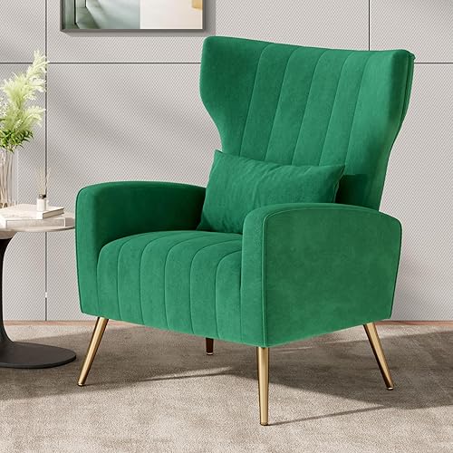 Nalupatio Sillas decorativas modernas para sala de estar, silla de lectura tapizada de tela de terciopelo, sillón de mediados de siglo, sillón