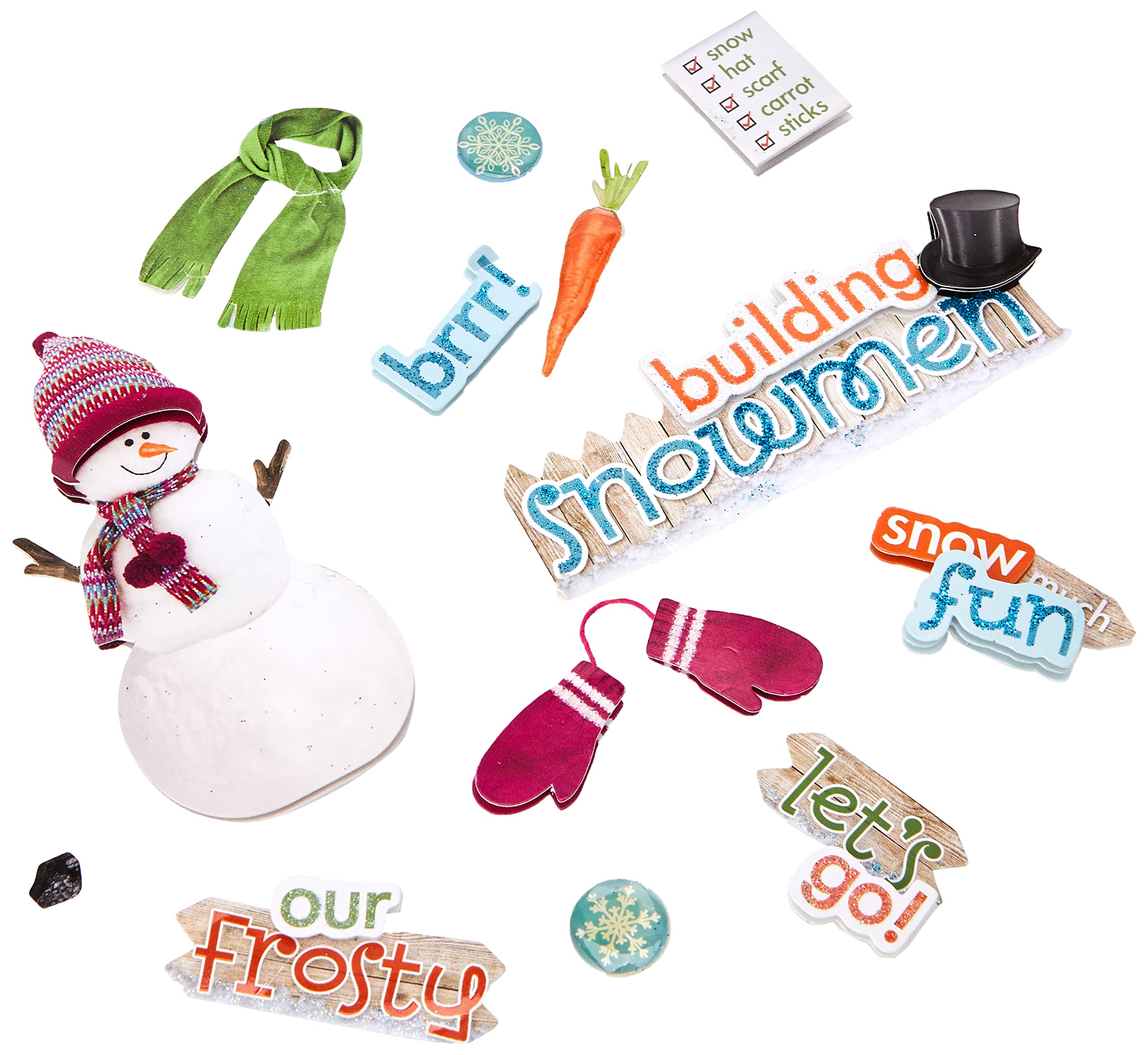 Papier House Productions 3D Karton Aufkleber 'Baseball' Set - 6 Stück Mit Bling & Glitzer Für Scrapbooking
