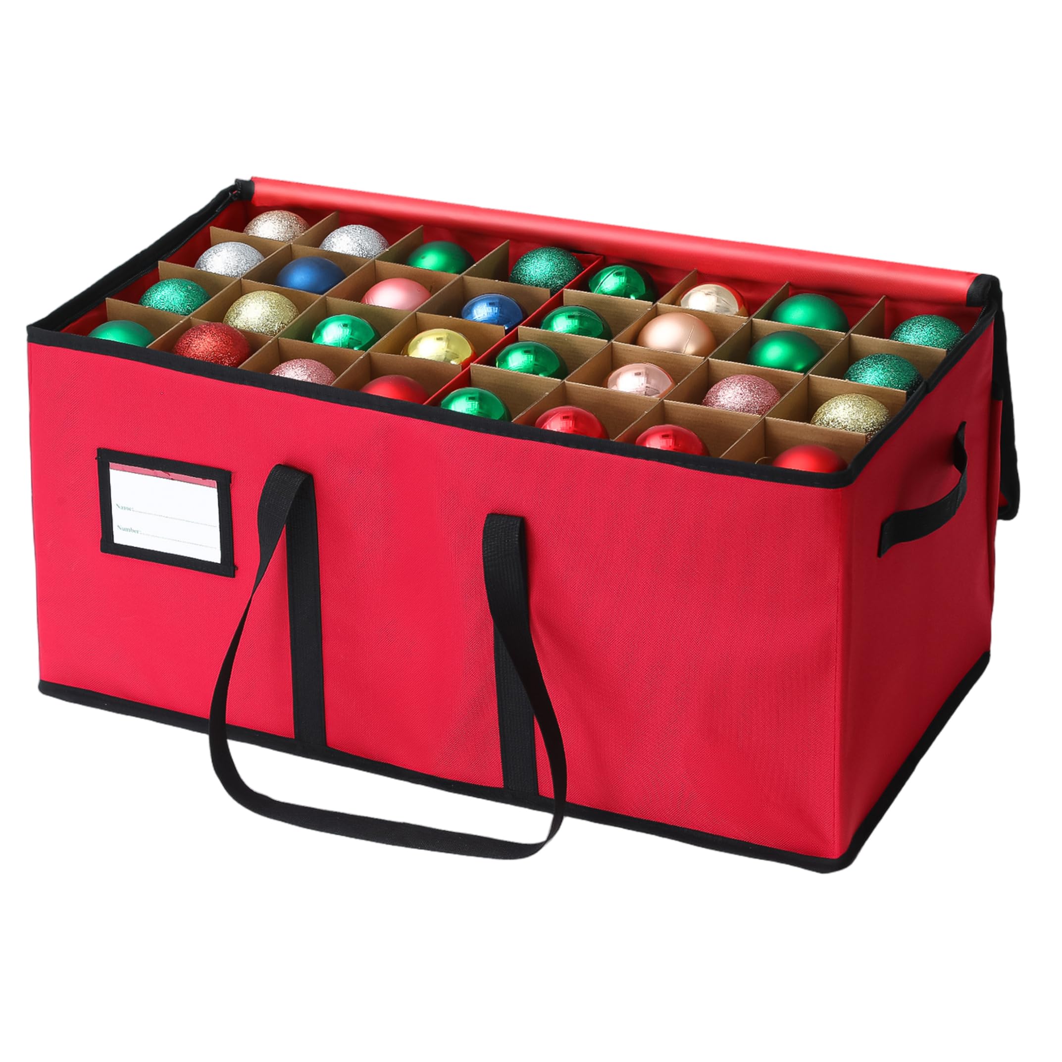 Almacenamiento de adornos navideños Almacenamiento navideño plegable de 128 compartimentos Rojo