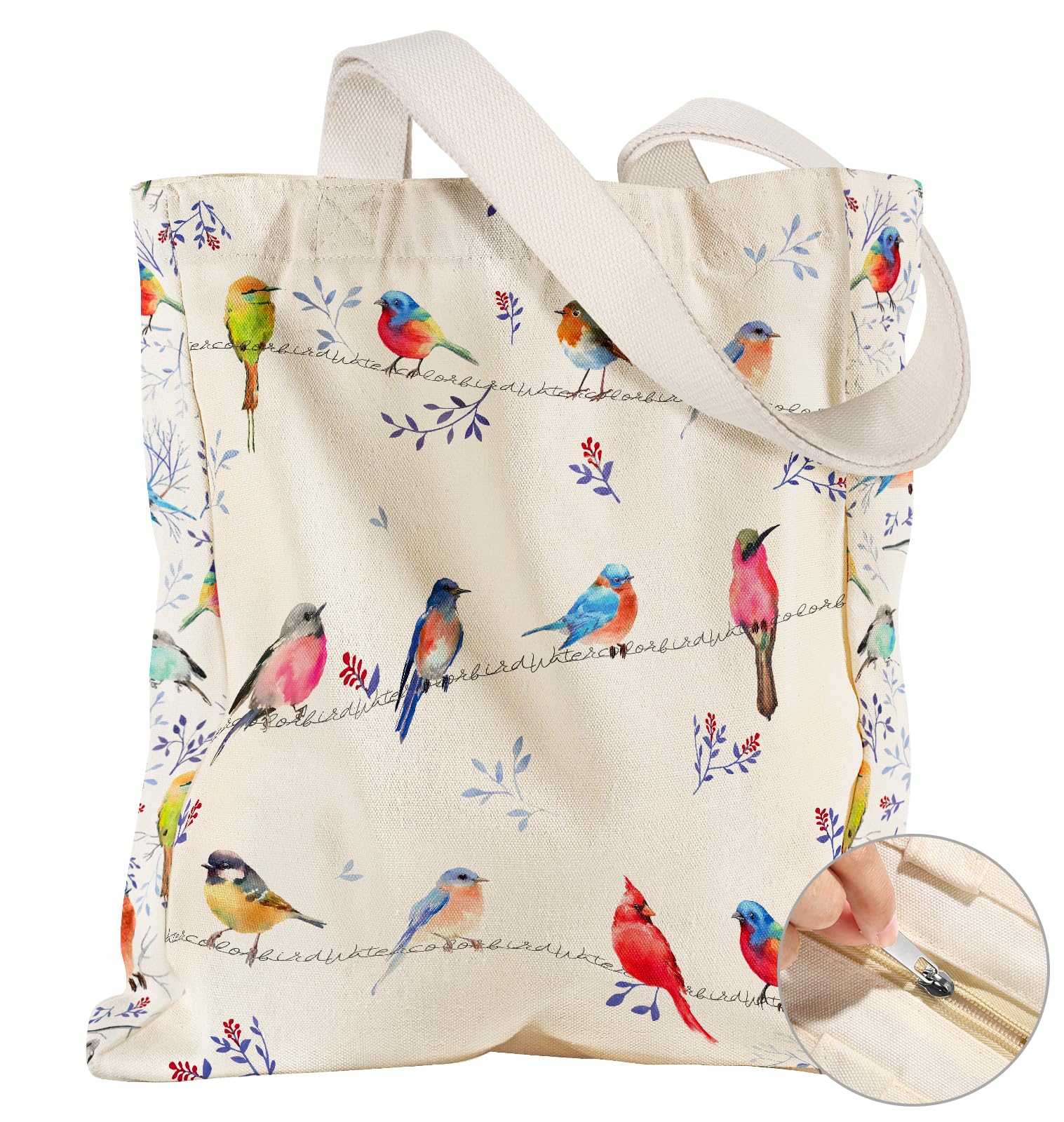 Miss Adola Large Canvas Tote Bag for Women - with Zipper and Inner Pocket Aesthetic Cute Shoulder Bag for Shopping Daily