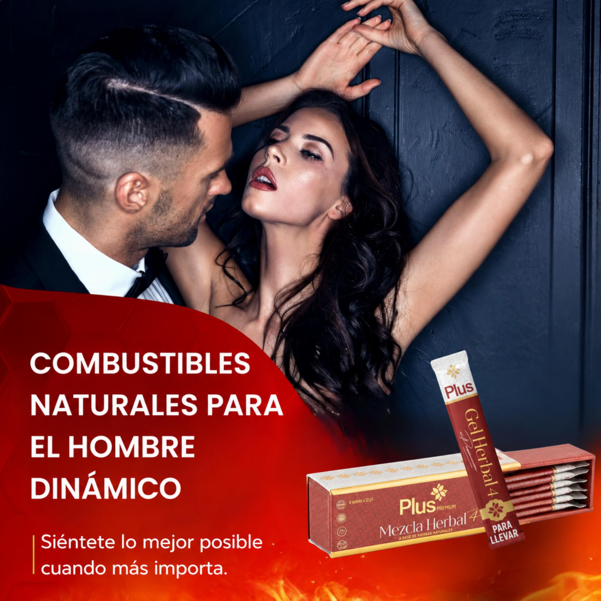 Plus Premium Miel, Efecto Inmediato, 6x12g Stick Miel Gel, Extra Fuerte para Hombres Activos