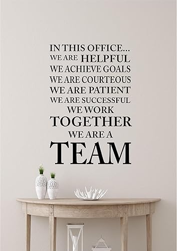 In This Office We are Helpful we Achieve Goals We Work Together We are a Team Classroom Sport Football Cute Inspirador Family Love - Arte de pared