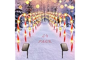 24Pack Outside Christmas Decorations Solar Candy Cane Lights