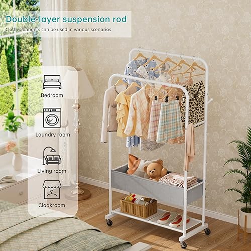 Miniatura 6 de SINGAYE Perchero para Ropa y Abrigos Perchero de Ropa de Metal Independiente para Secar Ropa Perchero Portátil para Lavandería Dormitorio Blanco