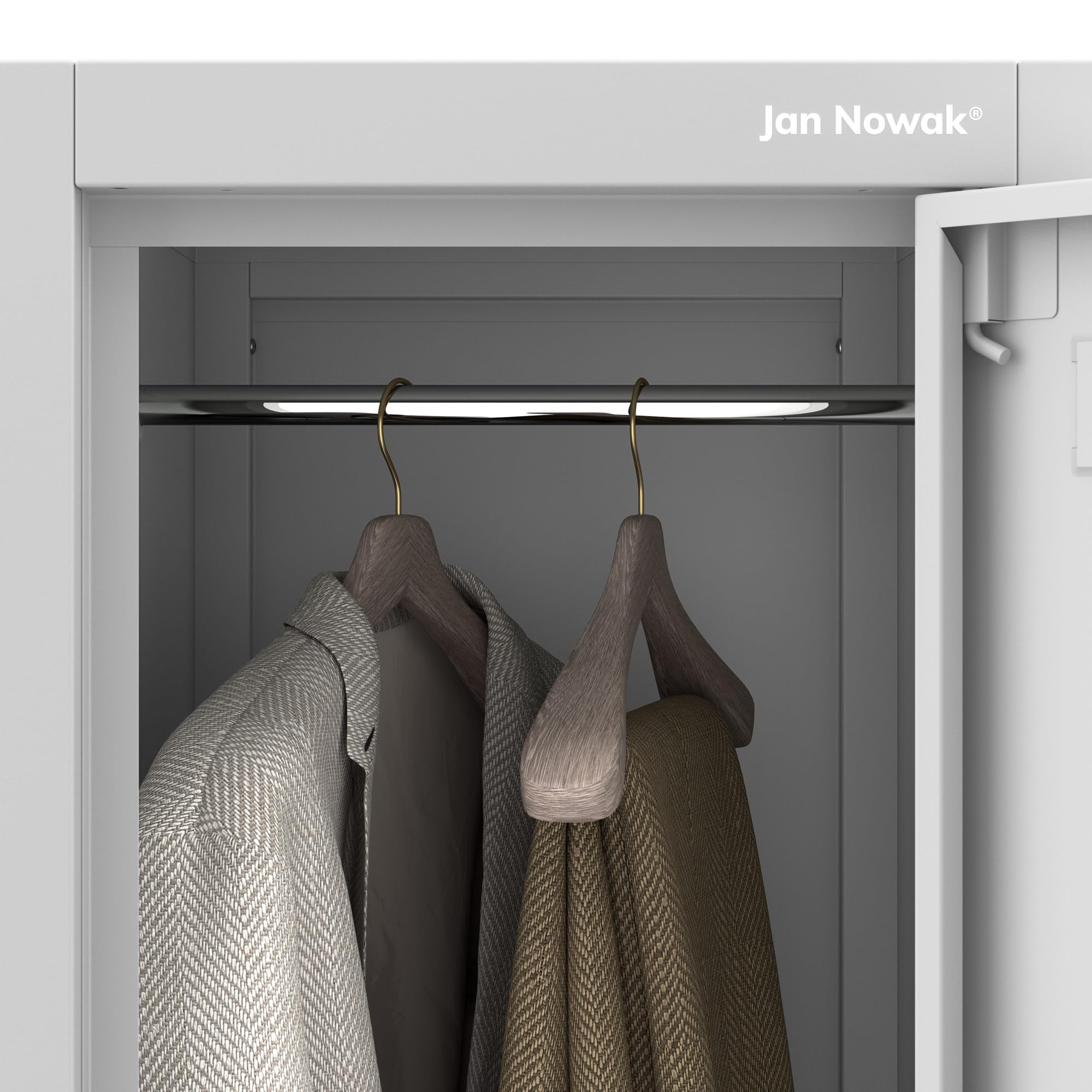 Jan Nowak Spind Schließfachschrank Metall, 2 Fächer, 32 x 185 x 45 cm | Sozialschrank mit Kleiderstange, Lüftung, Etikettenhaltern, 4 Schlüsseln, Stahl 0,6 mm, Wandmontage, robust für Umkleideraum