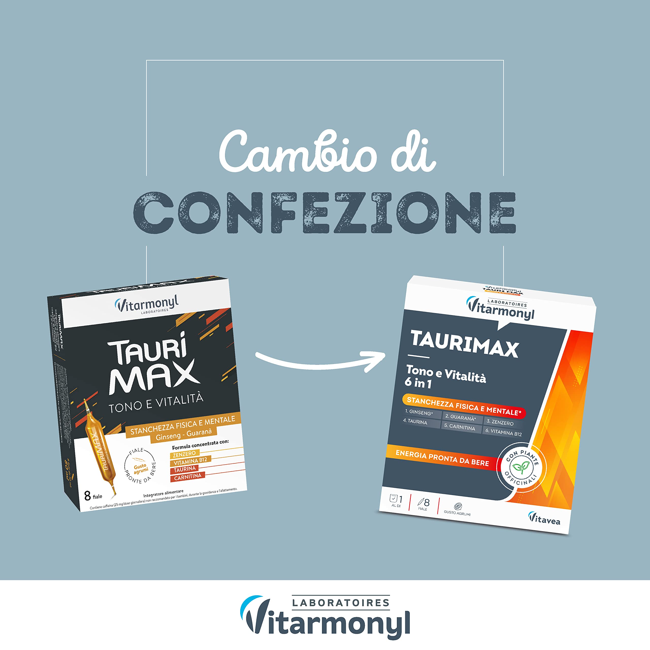 Vitarmonyl Tono e Vitalità 6in1 - Per Stanchezza Fisica e Mentale - 8 Fiale (Confezione da 4)