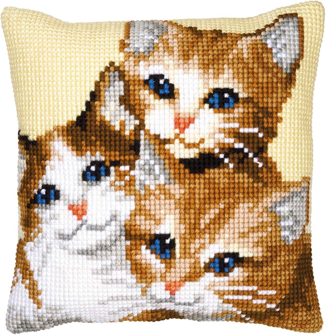 Vervaco Cross Stitch Cushion Kit 3 Kitties 16" x 16"