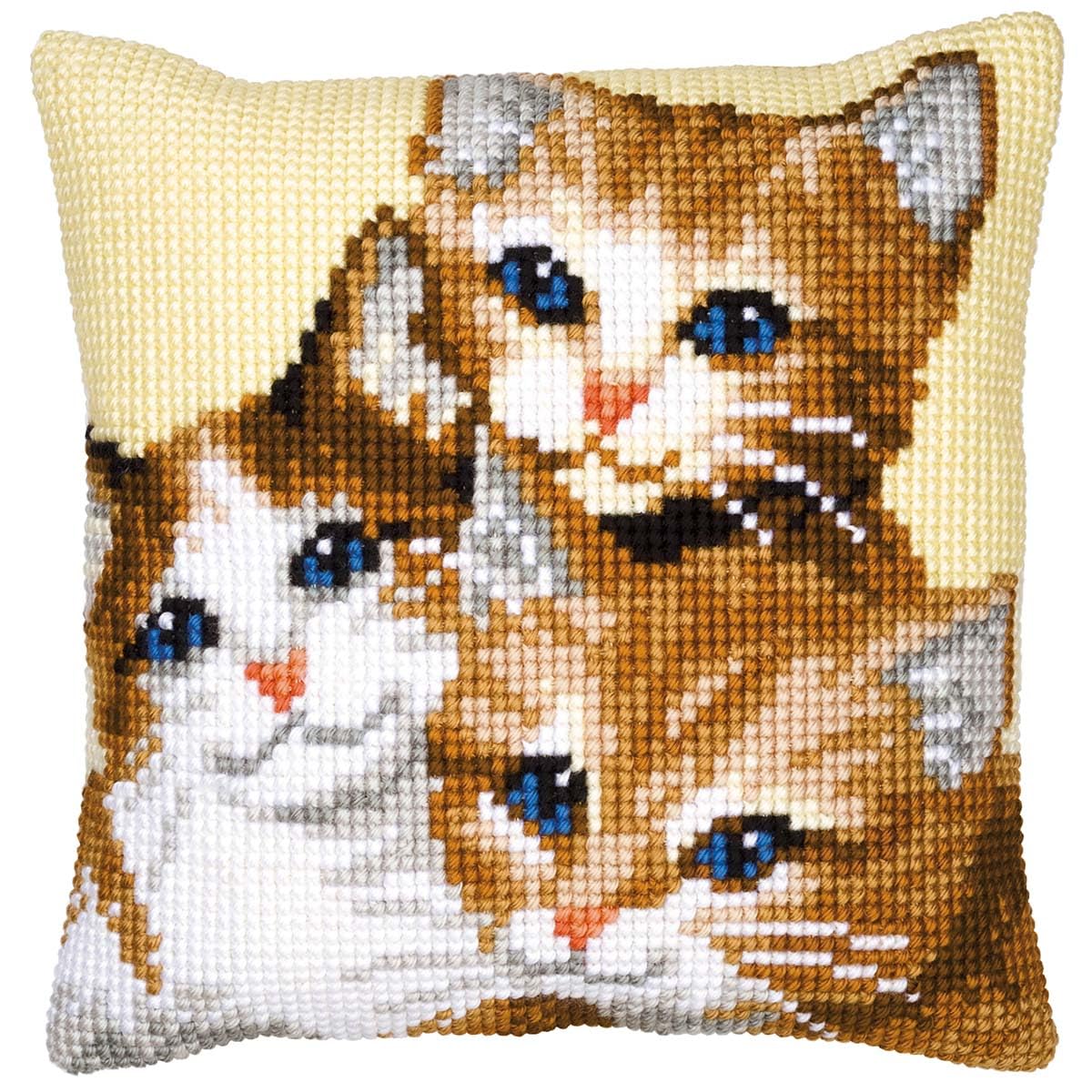 Vervaco 3 Kitties Cushion Front Chunky Cross Stitch Kit