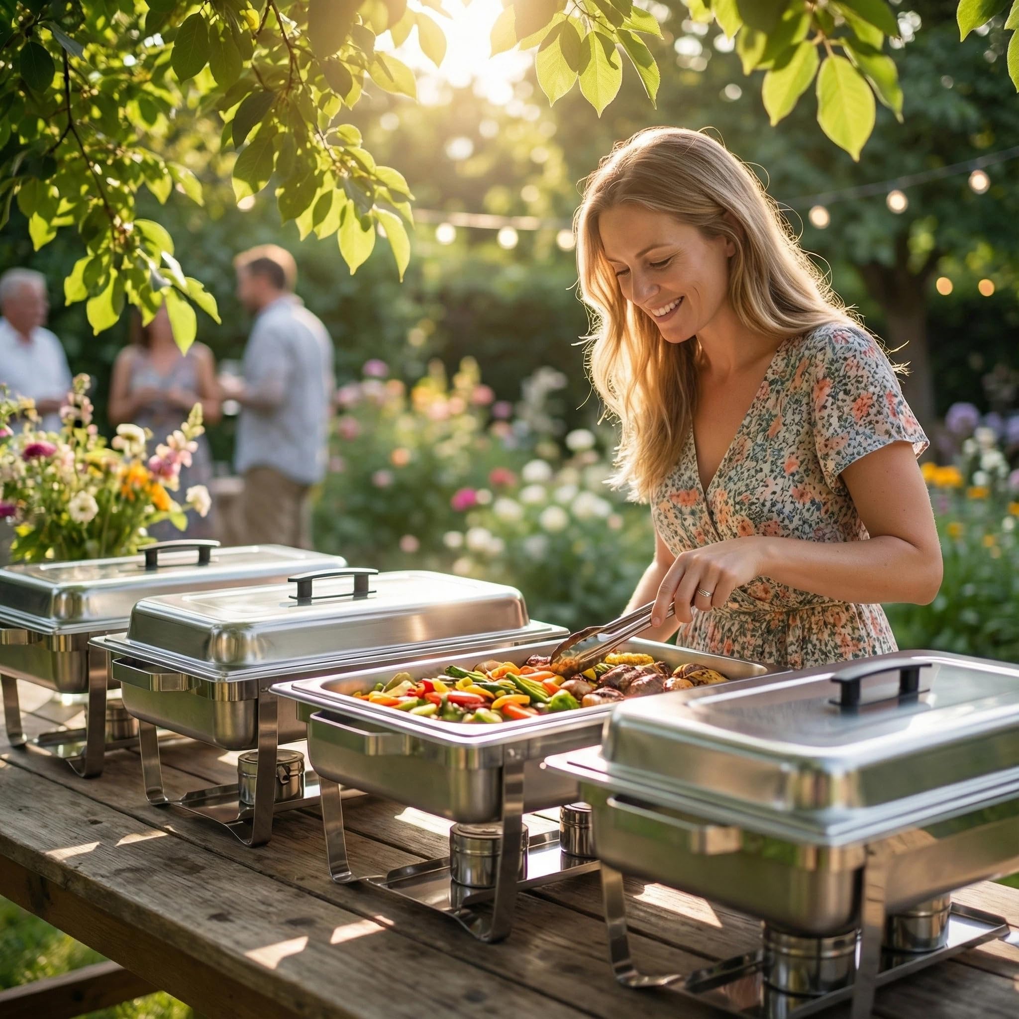Chafing Dishes for Buffet, 4 Pack 9 Quart Stainless Steel Chafer Set — Amazon image 2