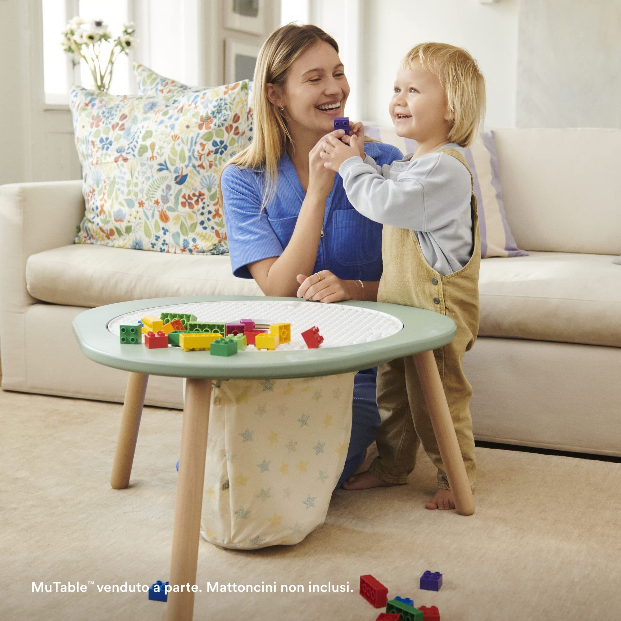 Stokke MuTable Borsa Portaoggetti, Clouds - Versione 2023 - Per giocattoli di piccole e medie dimensioni - Realizzata in morbido cotone + rete traspirante - Lavabile in lavatrice