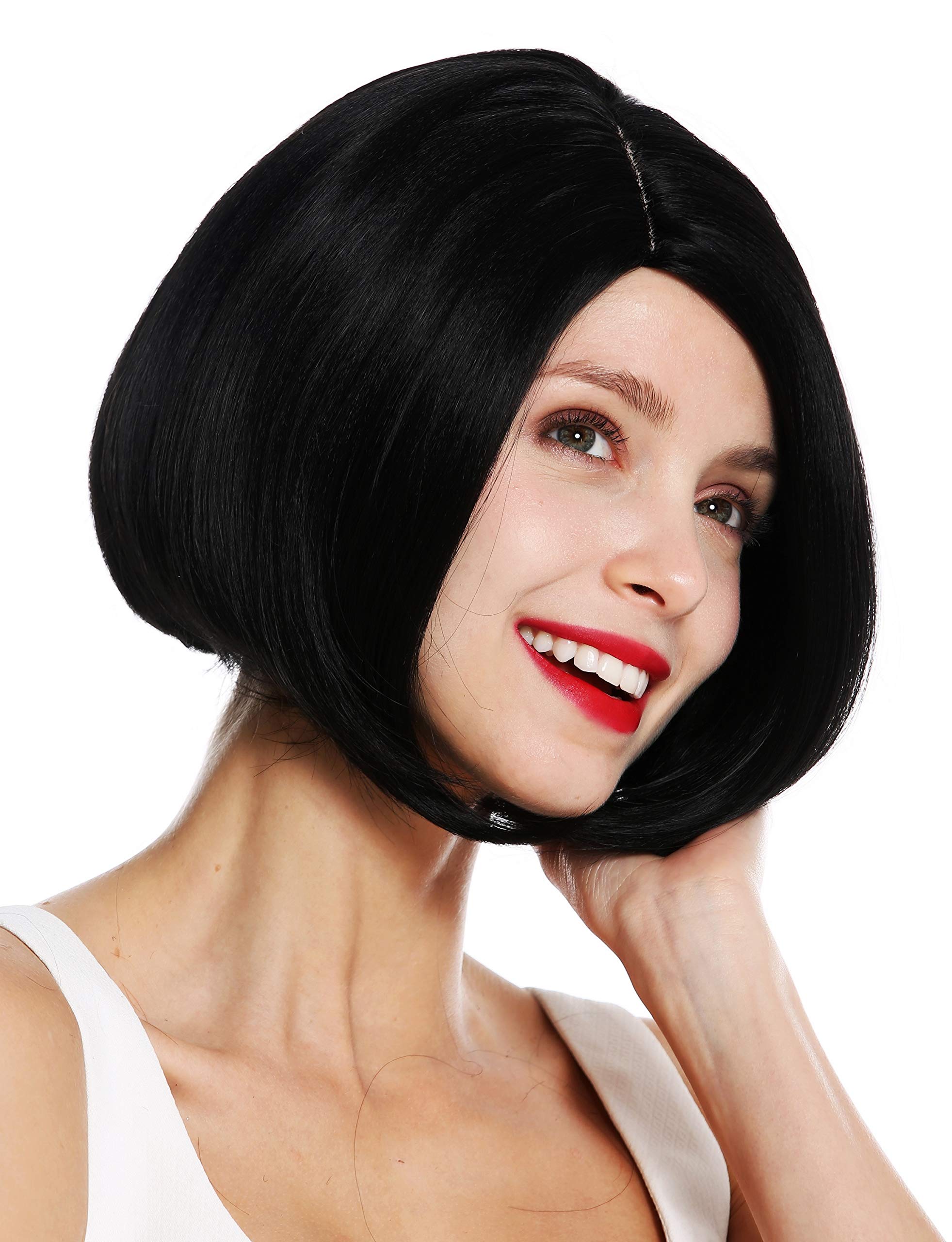 WIG ME UP - VK-29-1B quality women's wig short bon long bob parting sleek black, Velvet black (1B), Length: approx. 25 cm - Image 3