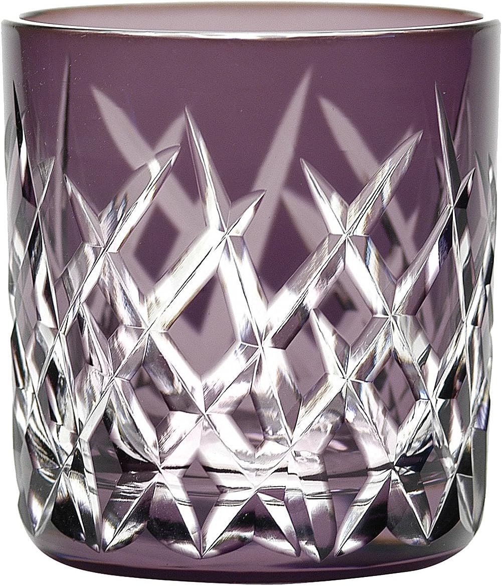 Japanese Edo-Kiriko (Cut Glass) Sake Cup Ju-yarai Pattern