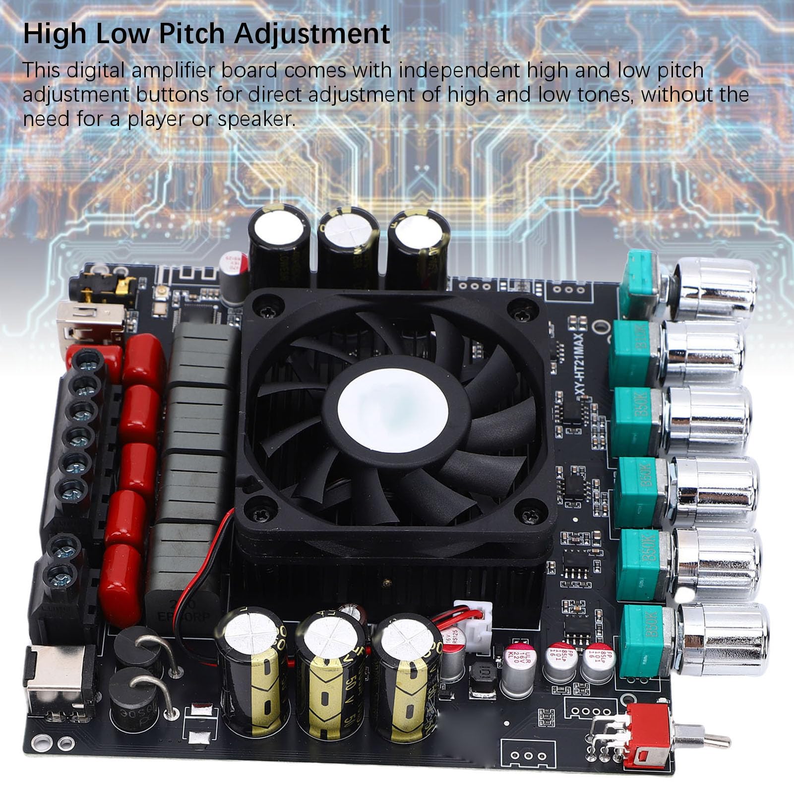 AUNMAS Scheda Amplificatore Audio a 2.1 Scheda Amplificatore Digitale ABS XY HT21MAX 2x200W più 400W Ingresso USB AUX 10A Alimentazione per Home Theater Auto Altoparlanti Esterni Fai da Te
