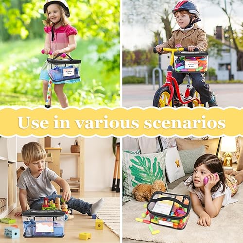 Miniatura 7 de BEBOAN Paquete de 6 bolsas organizadoras de almacenamiento de juguetes para niños, bolsa transparente impermeable de viaje para bloques de