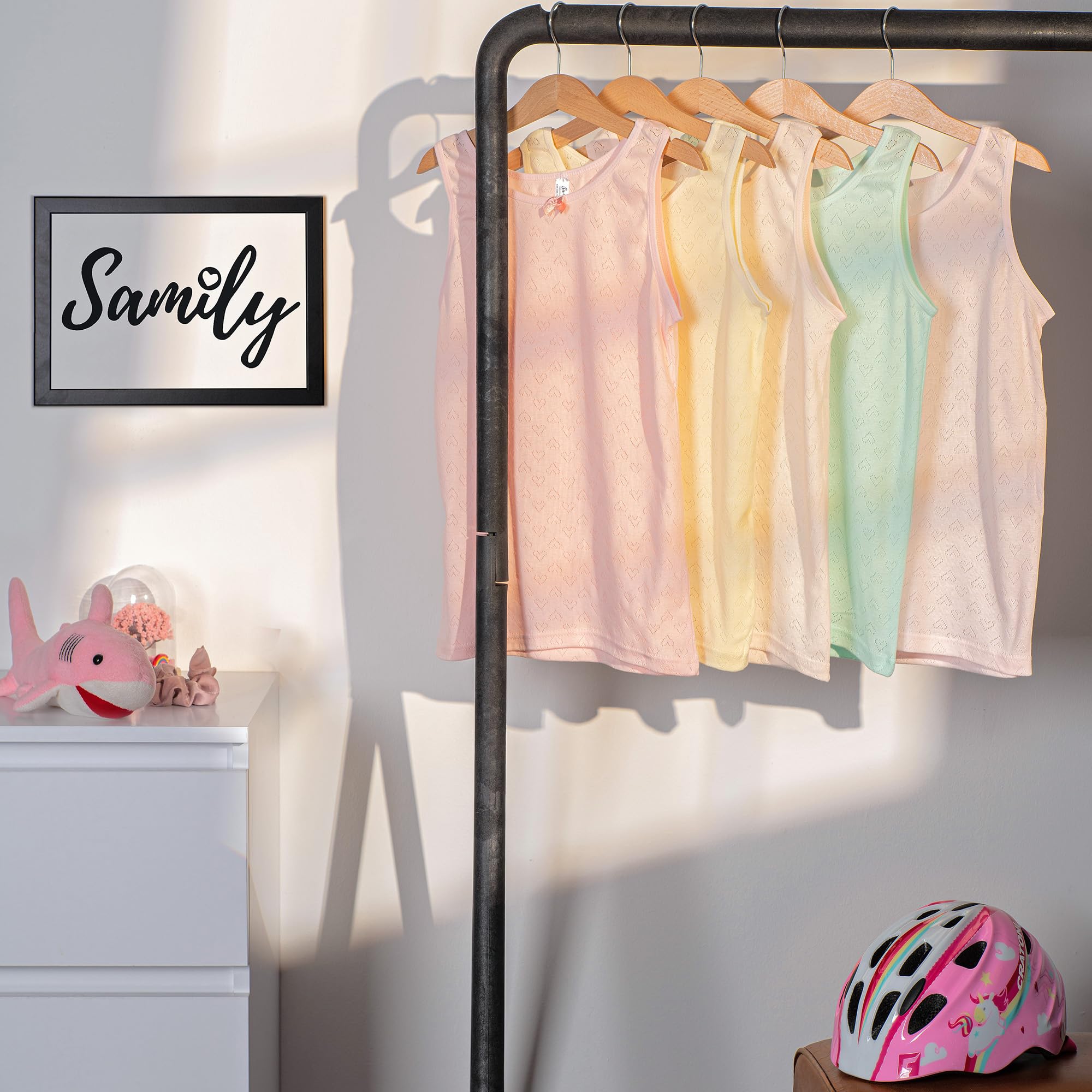 SAMILY Unterhemden für Mädchen 100% Baumwolle 5er Pack Unterwäsche, Tank Top atmungsaktiv bequem – Gr. 98–164