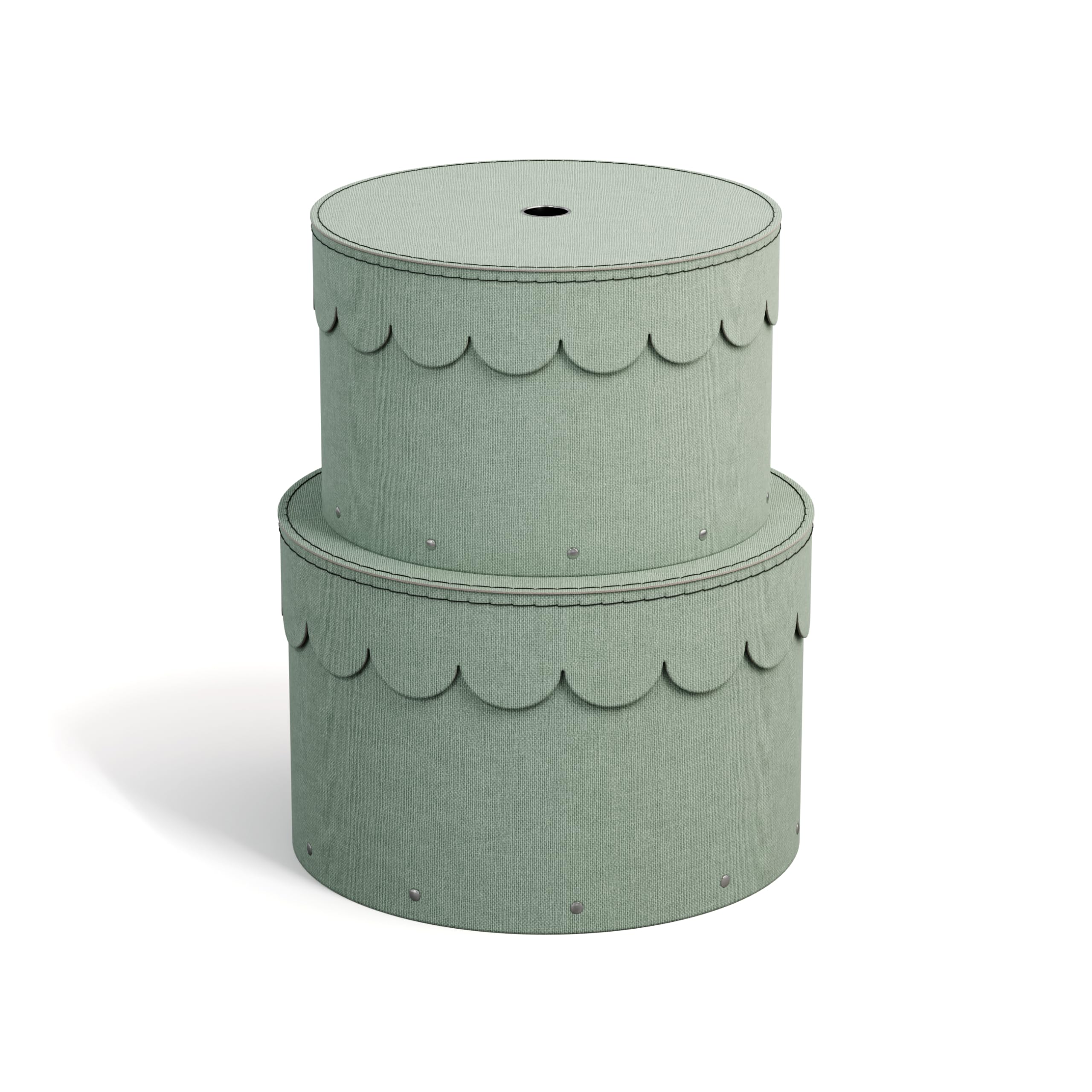 Bigso Box of Sweden WILMA Set di 2 contenitori rotondi con coperchio – Scatola portaoggetti con coperchio per vestiti, giocattoli, ecc. – Scatola rotonda decorativa in fibra e carta effetto lino,